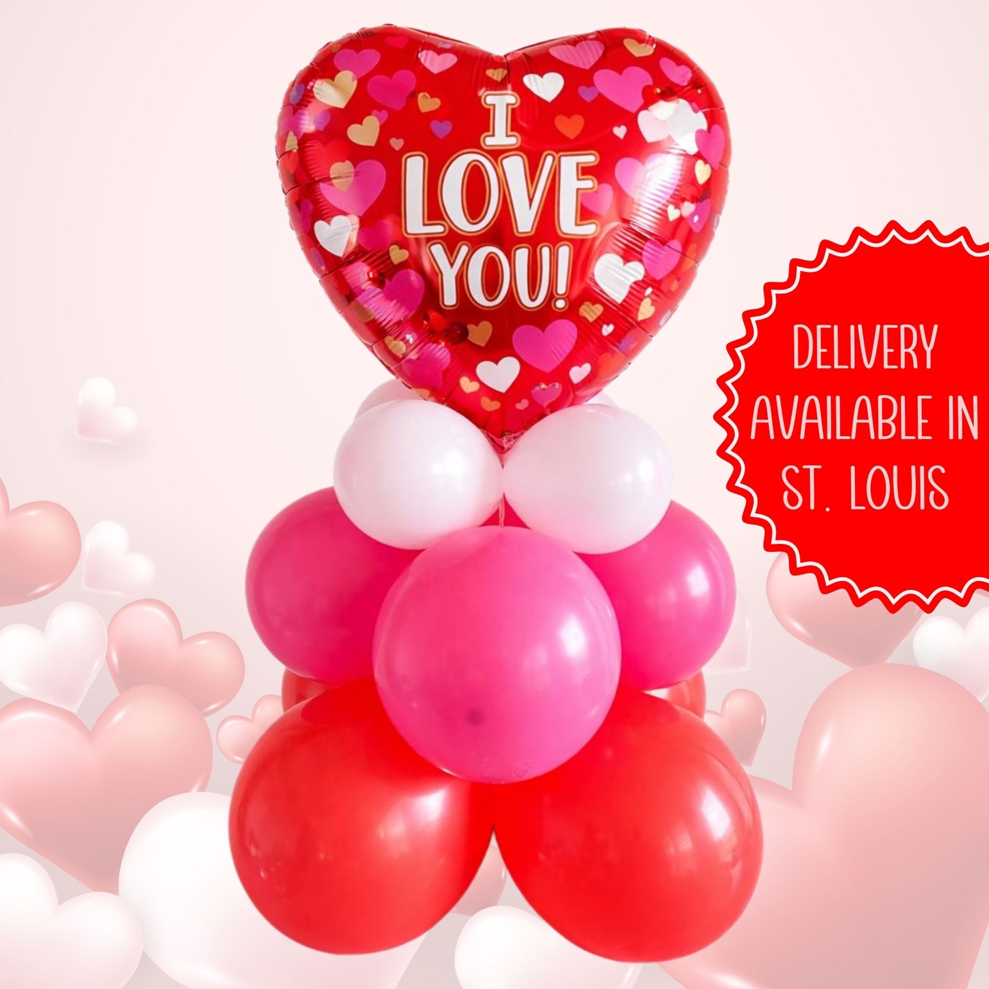 Valentine’s Day Heart Balloon Arrangement – “I Love You” or “Happy Valentine’s Day”