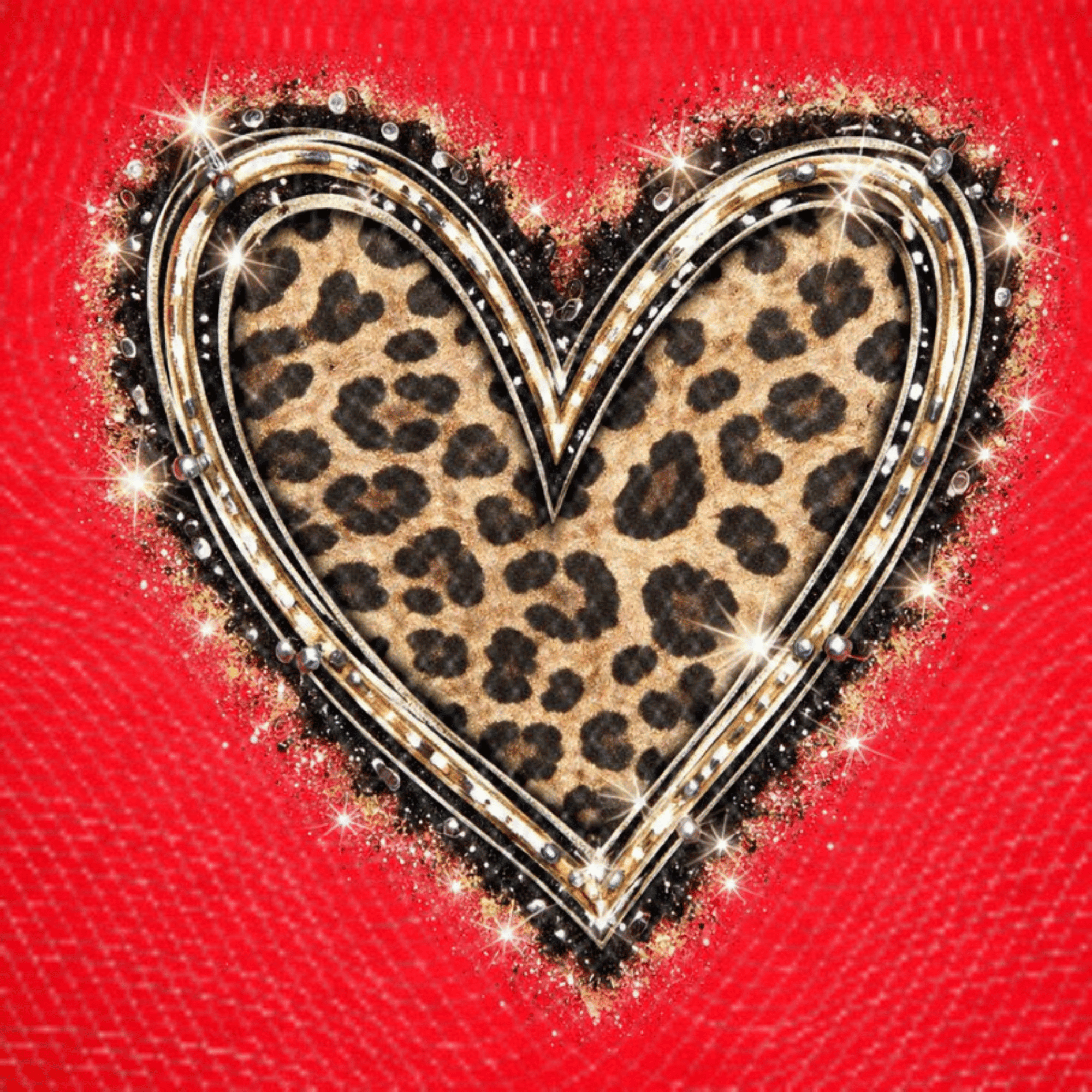 Bling Rhinestone Leopard Heart PNG, Glitter Animal Print Valentine Heart Design, Sparkly Love Shirt Graphic, Sublimation Digital Download