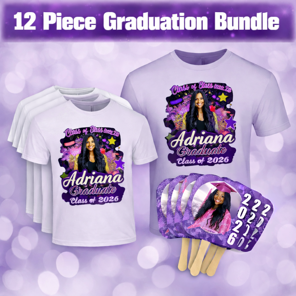 12pc Graduation Bundle | 6 Shirts | 6 Fans