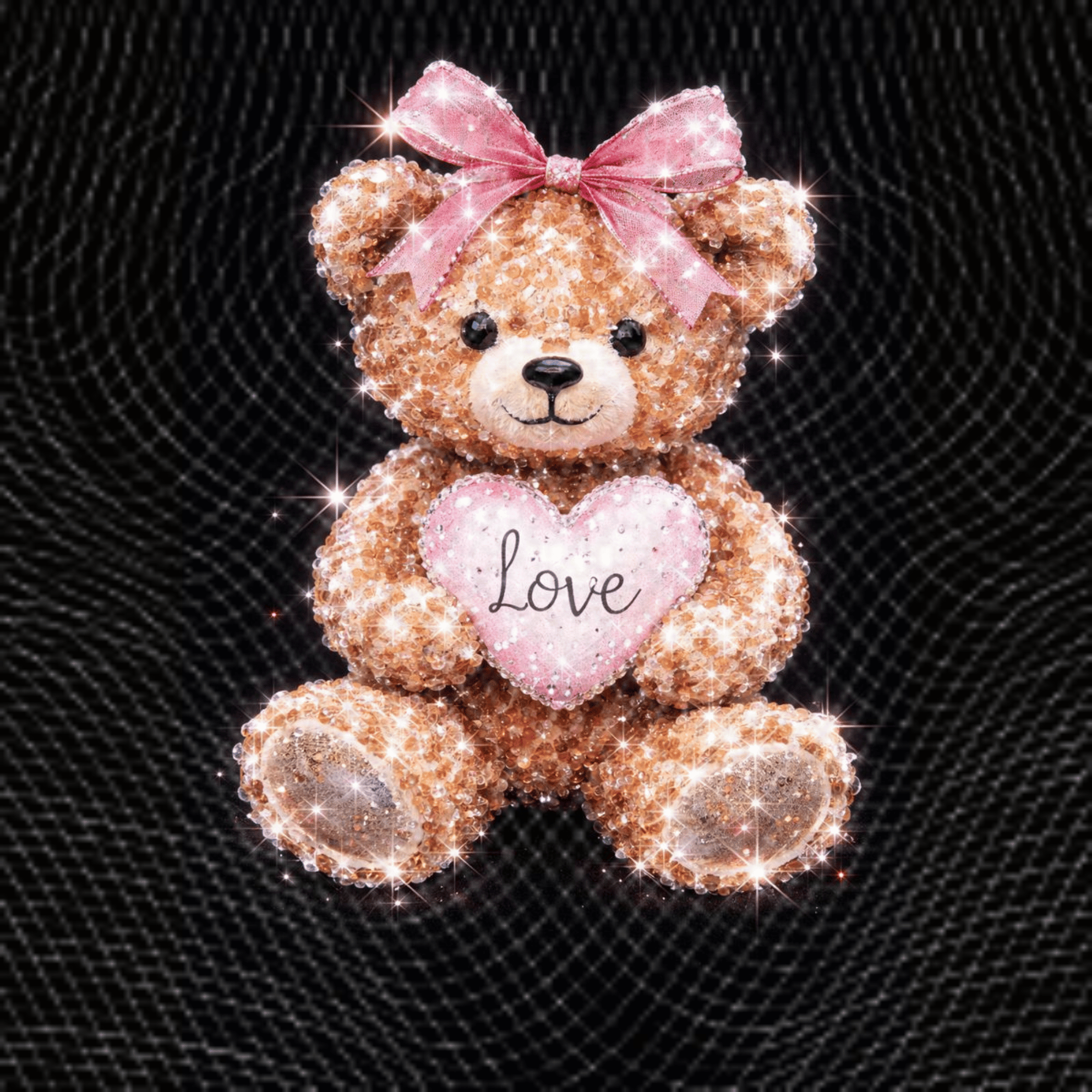 Bling Rhinestone Teddy Bear PNG, Glitter Valentine Bear with Heart Design, Sparkly Love Shirt Graphic, Sublimation Digital Download