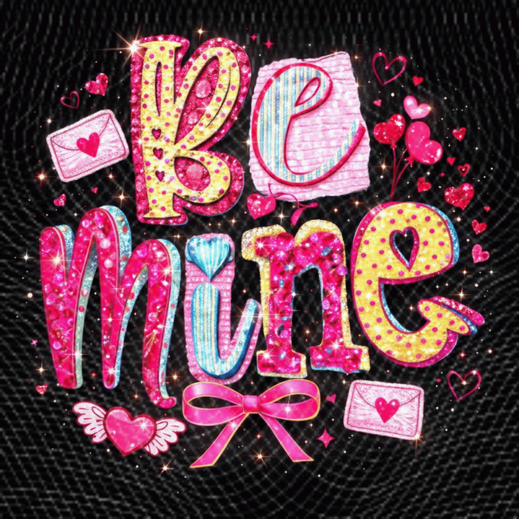 Bling Rhinestone Be Mine PNG, Glitter Valentine Typography Design, Sparkly Love Digital Download, Sublimation Shirt Graphic