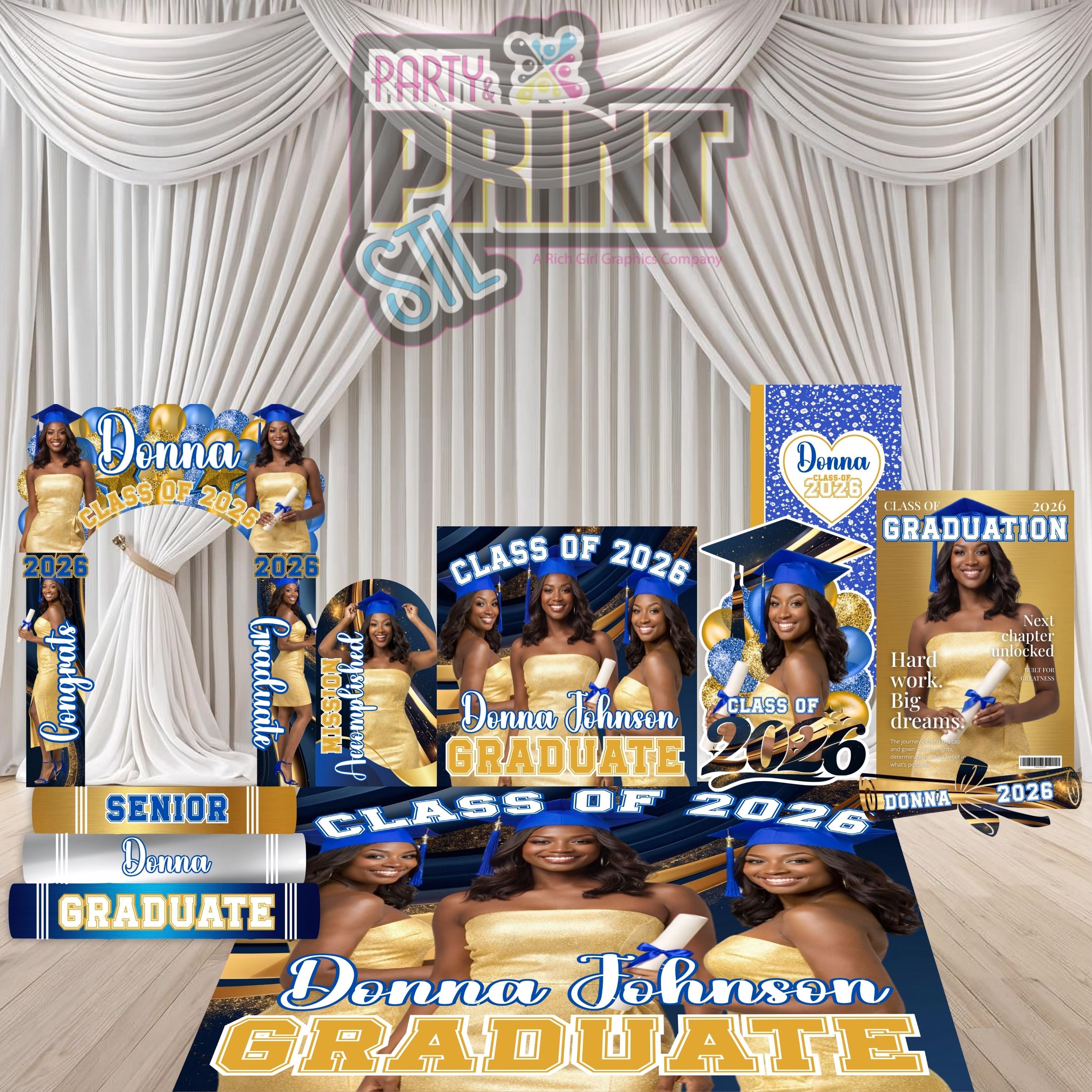 Gold Graduation Decor Set - Add a Secondary Color to match your theme