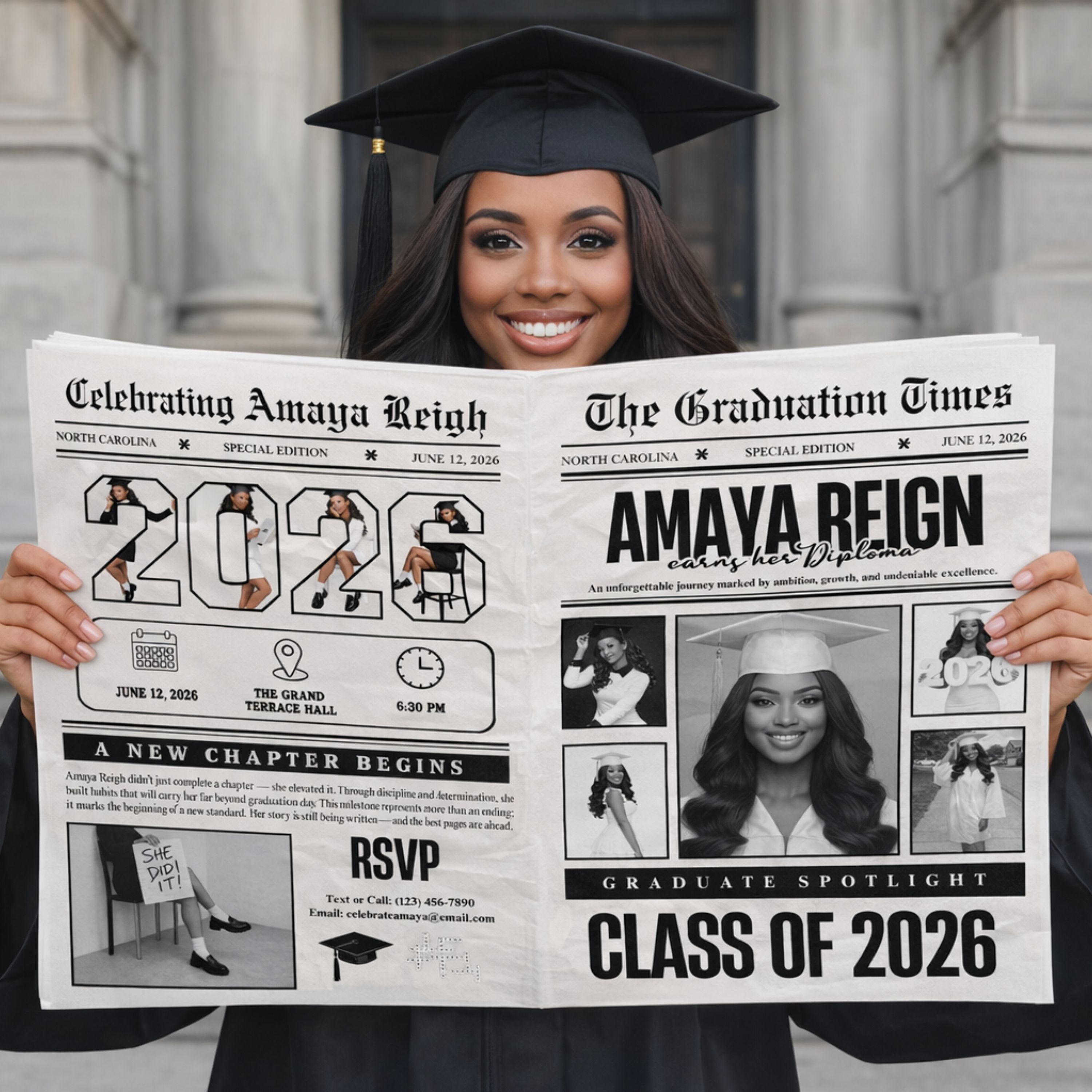 Graduation Newspaper – Personalized Graduation Announcement & Photo Prop