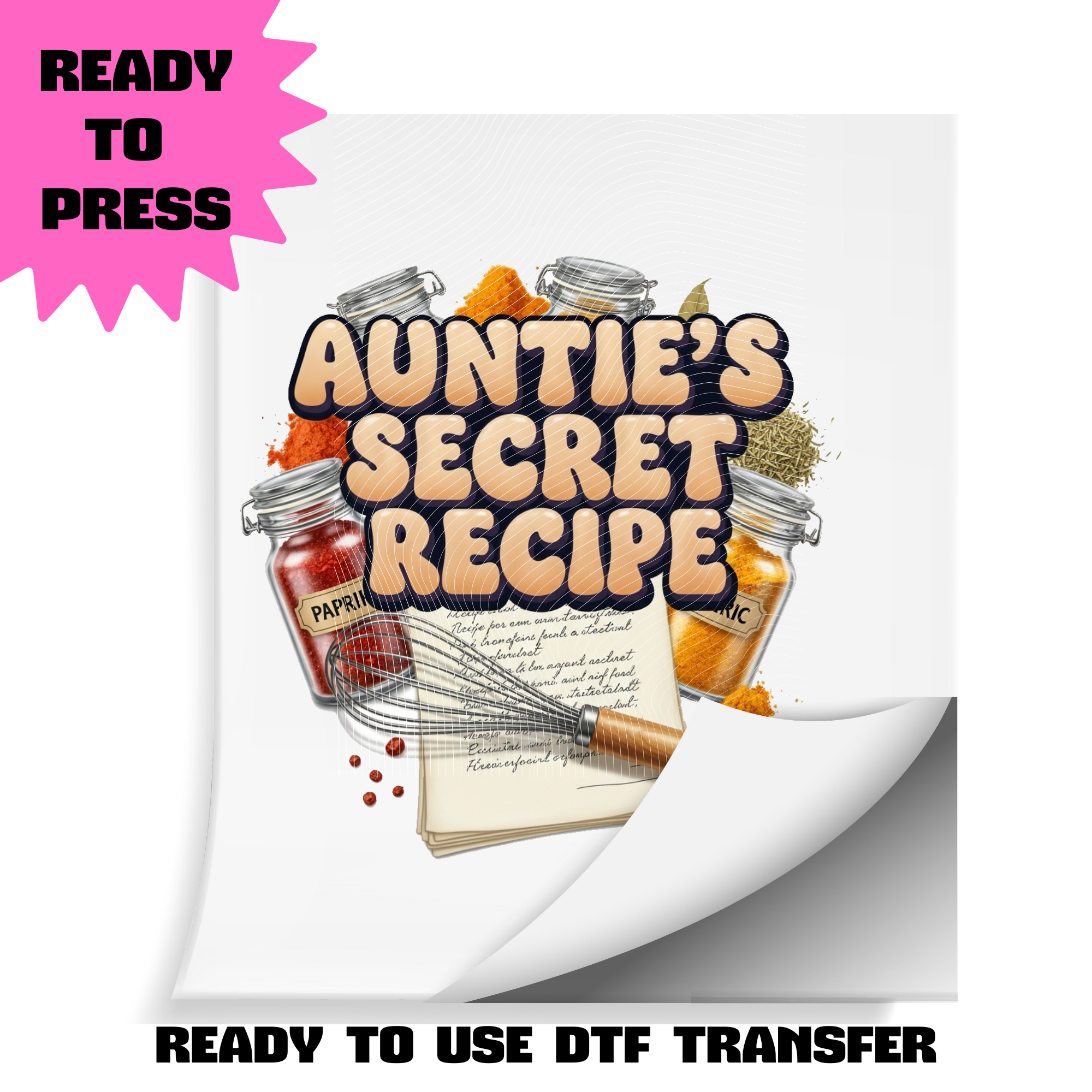 Auntie’s Secret Recipe – Ready to Press DTF Transfer