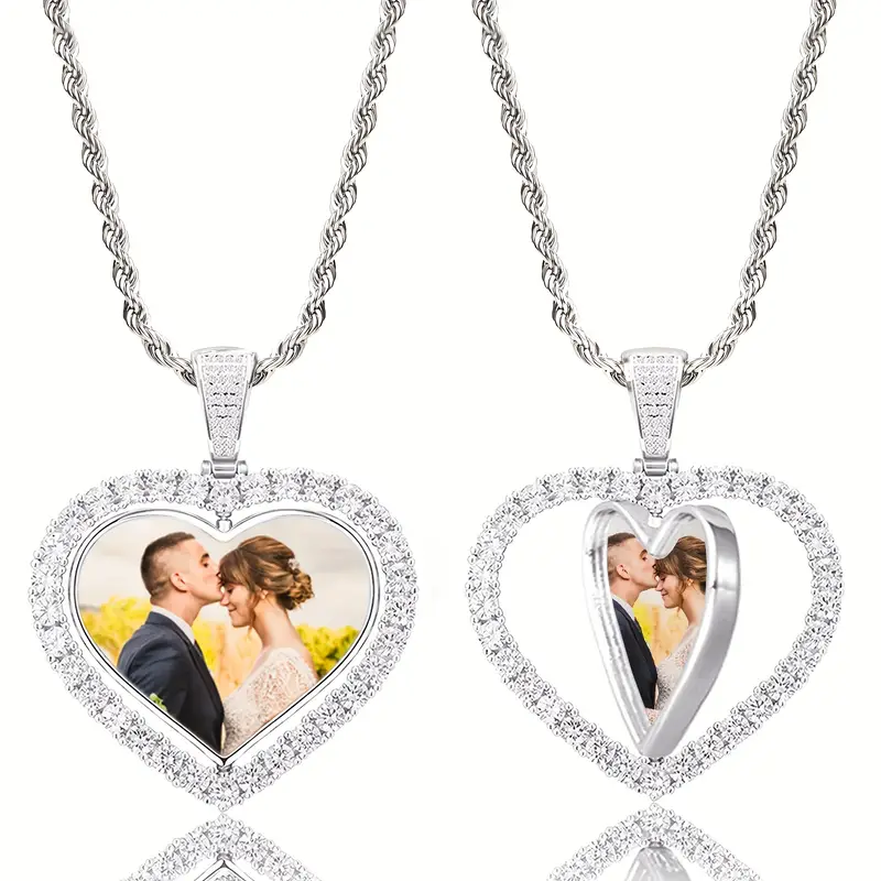 Heart Photo Necklace – Stainless Steel (Silver or Gold Tone)