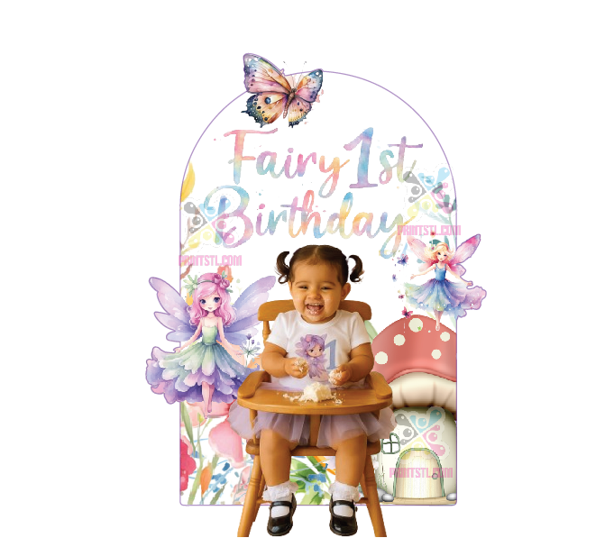 Fairy 1st Birthday Photo Backdrop – 6ft Tall Pastel Fairy Garden Theme
