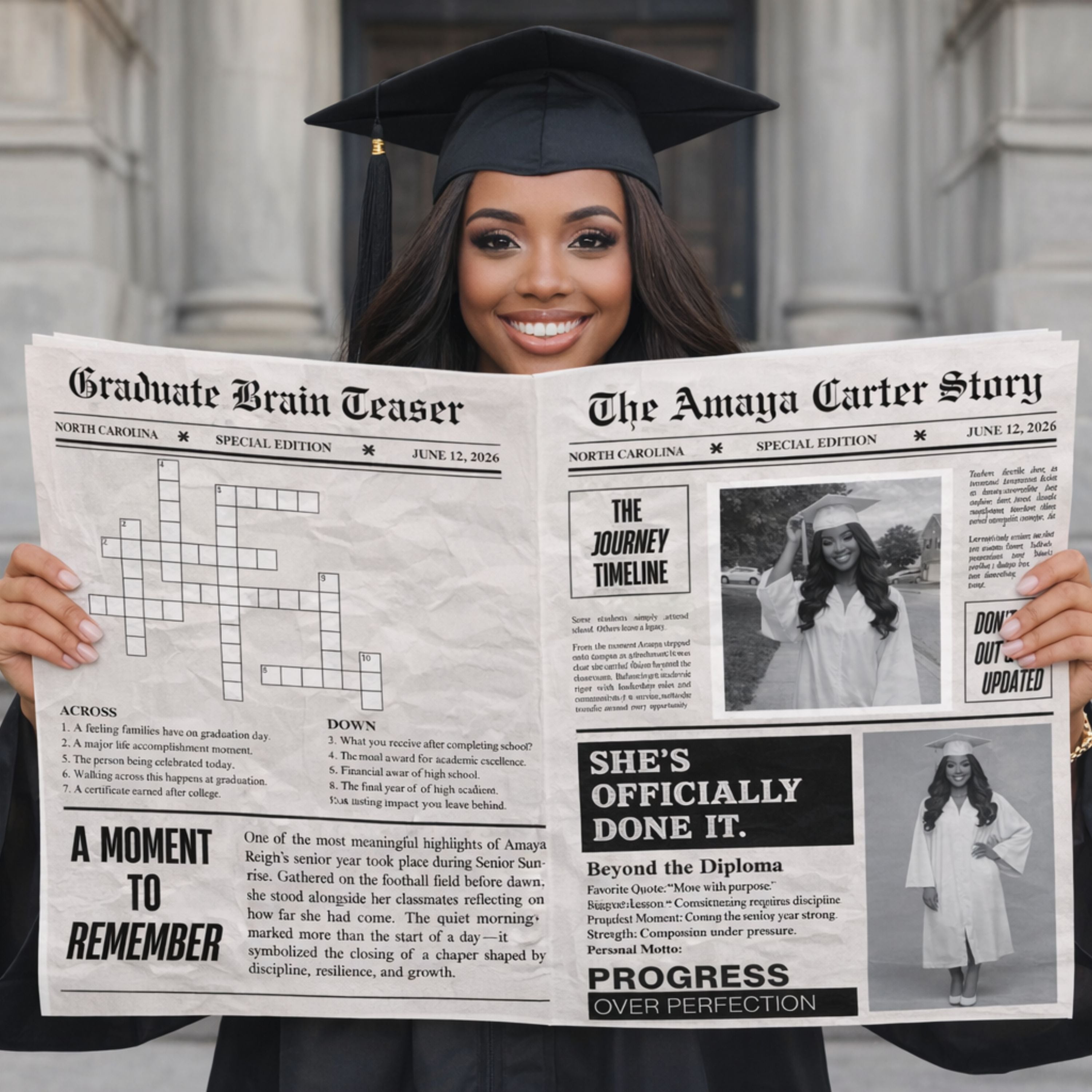 Graduation Newspaper – Personalized Graduation Announcement & Photo Prop