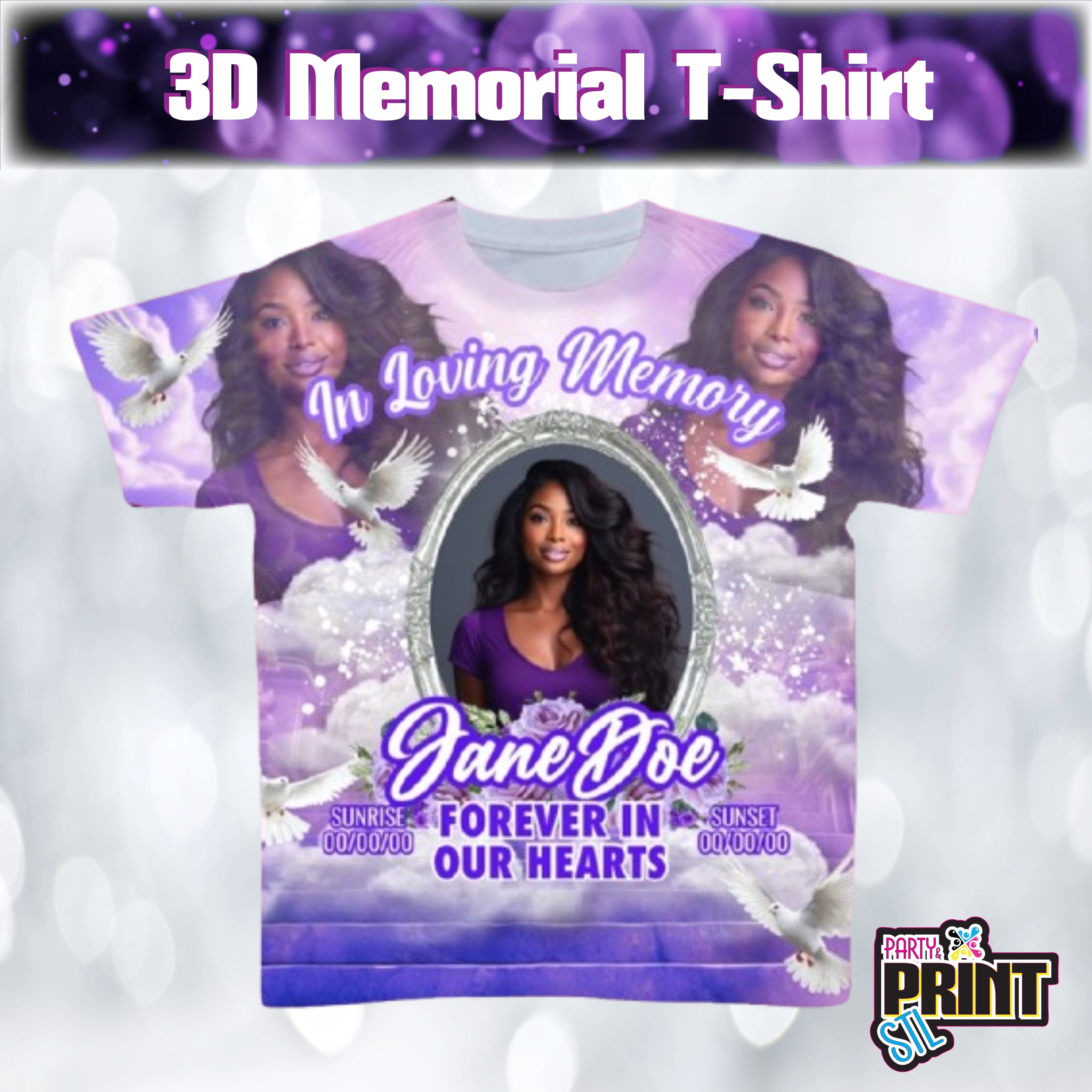 3D Memorial T-Shirt – Fully Customizable – Available in All Sizes