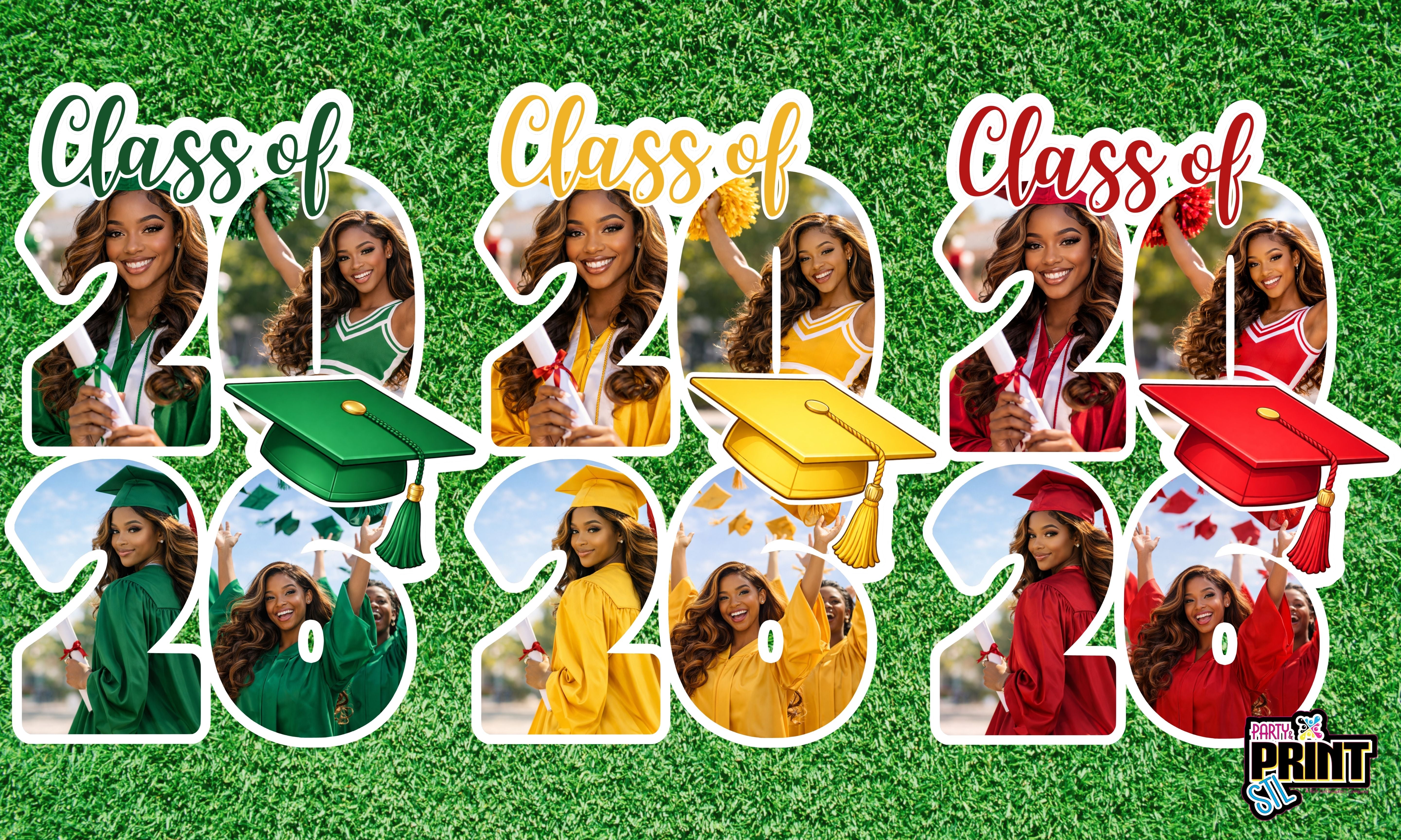 3-Piece Custom Graduation Photo Sign Set 2026 – Yard Sign or Prop