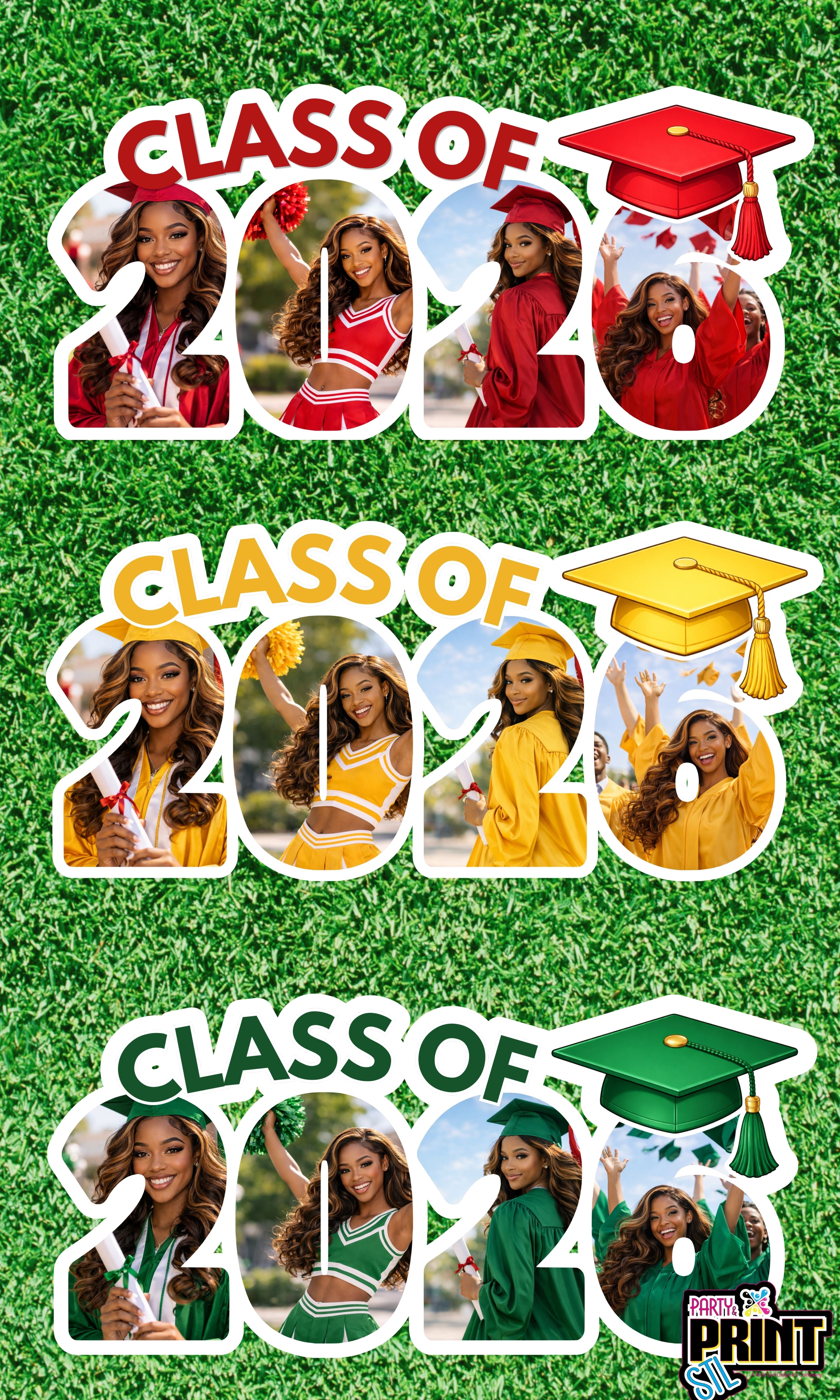 3-Piece Custom Graduation Photo Sign Set 2026 – Yard Sign or Prop