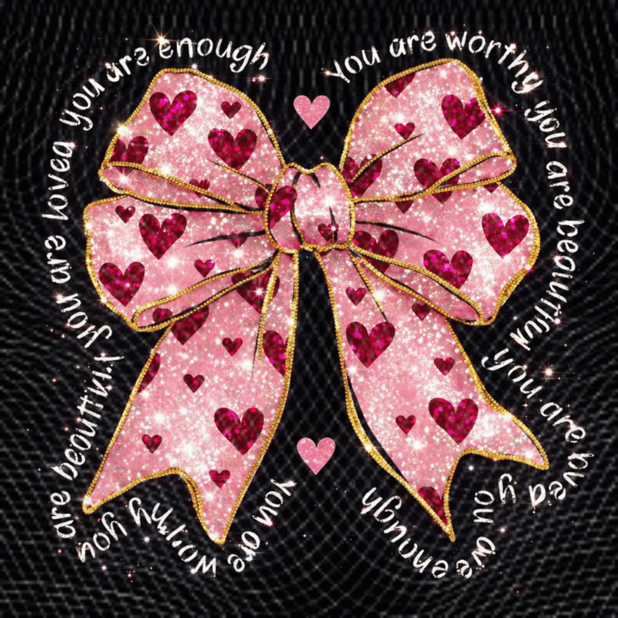 Bling Rhinestone You Are Enough Bow PNG, Self Love Valentine Heart Design, Glitter Affirmation Shirt File, Sublimation Digital Download