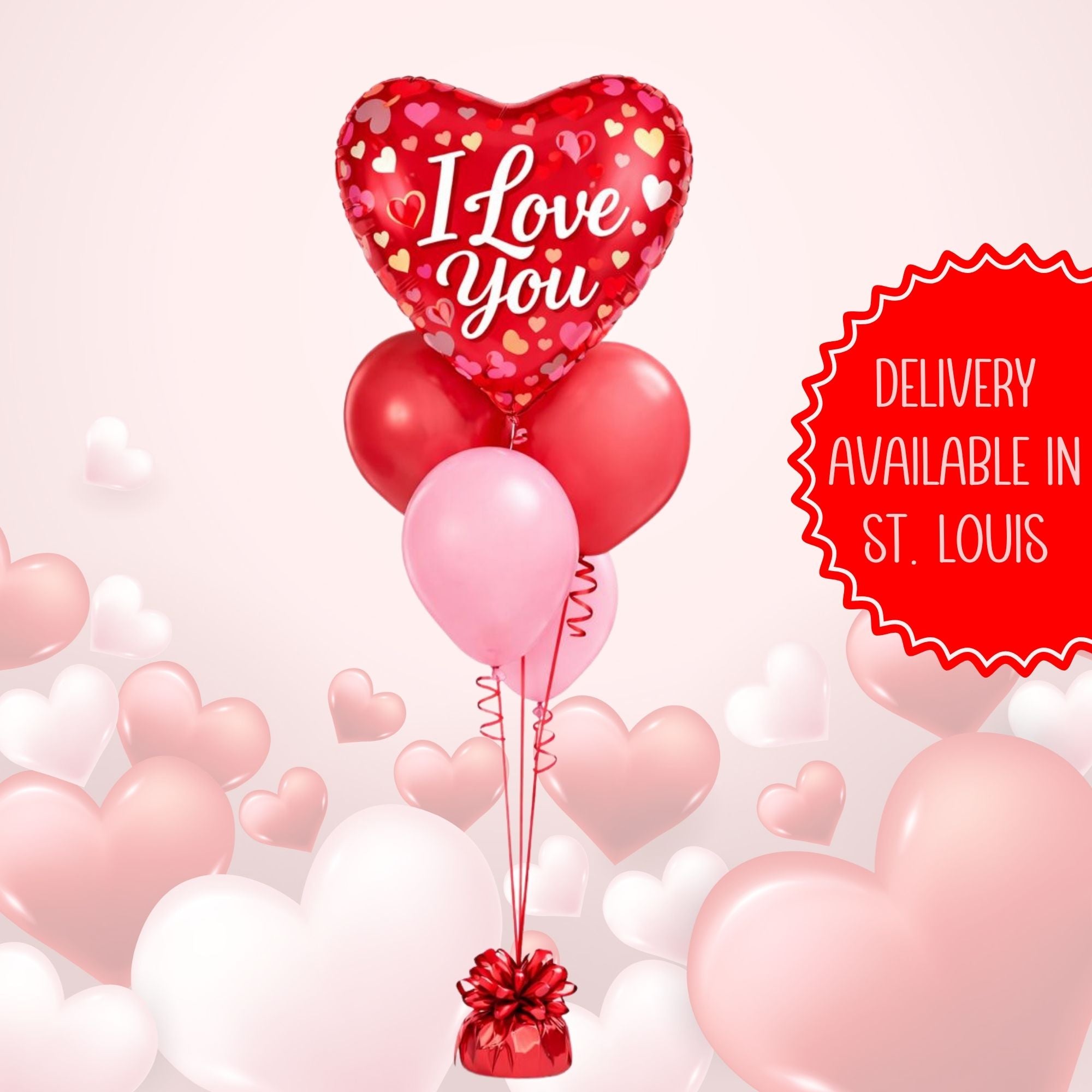 Valentine’s Day Balloon Bouquet – Heart Foil & Latex with Weight