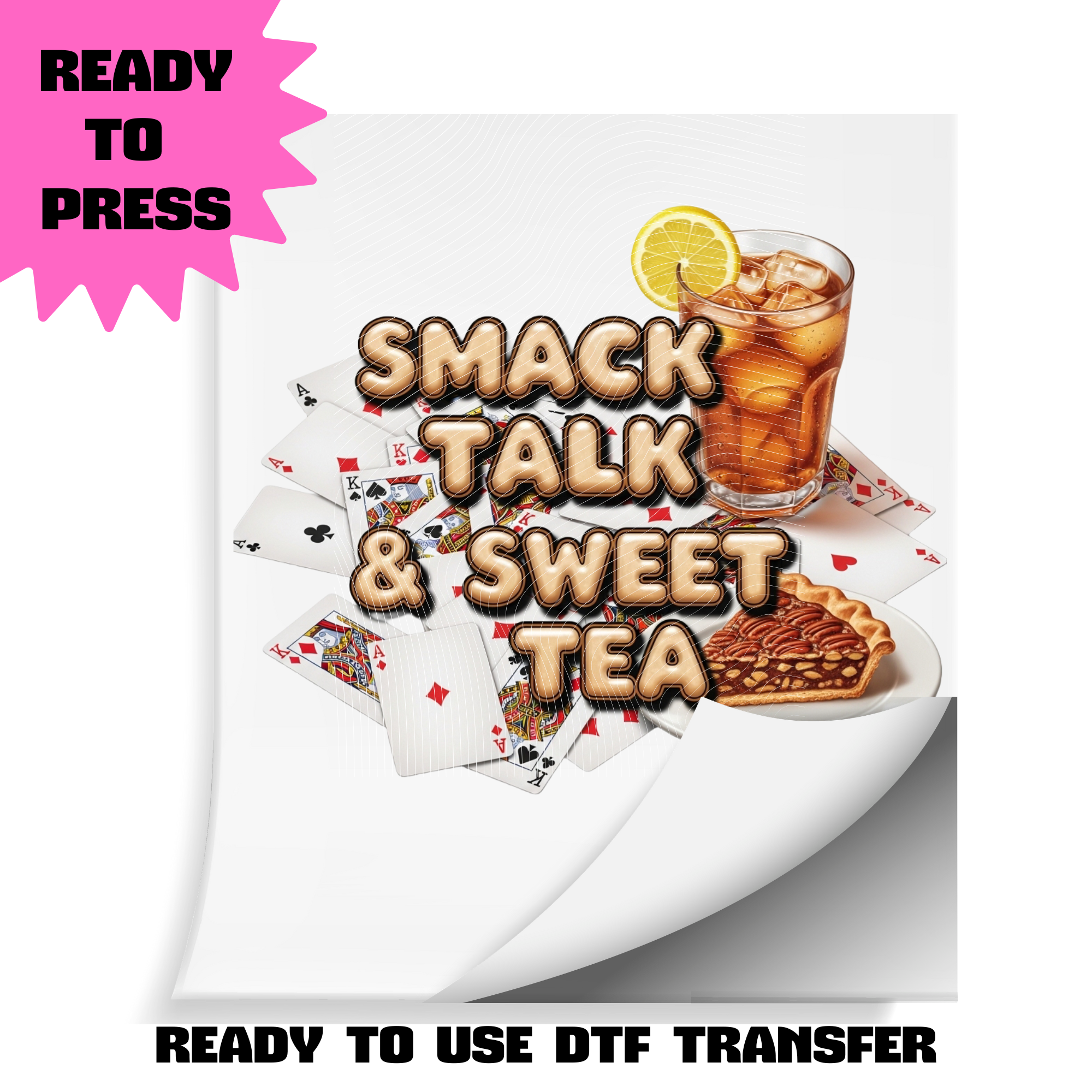 Smack Talk & Sweet Tea DTF Transfer | Ready to Press Heat Transfer | Spades/Game Night Shirt Transfer | ~10.5" Wide