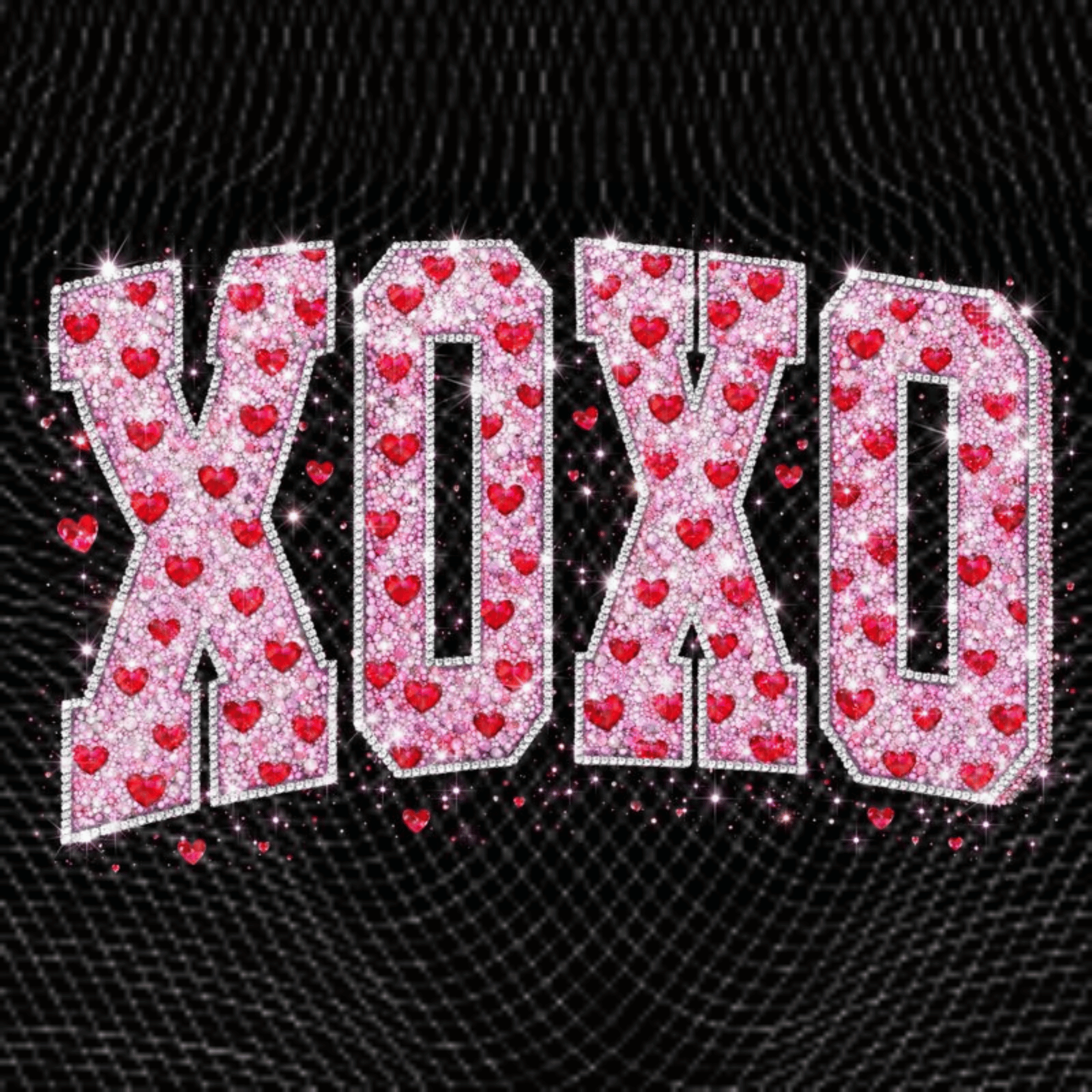 Bling Rhinestone XOXO Heart PNG, Glitter Valentine Love Letter Design, Sparkly Heart Shirt Graphic, Sublimation Digital Download