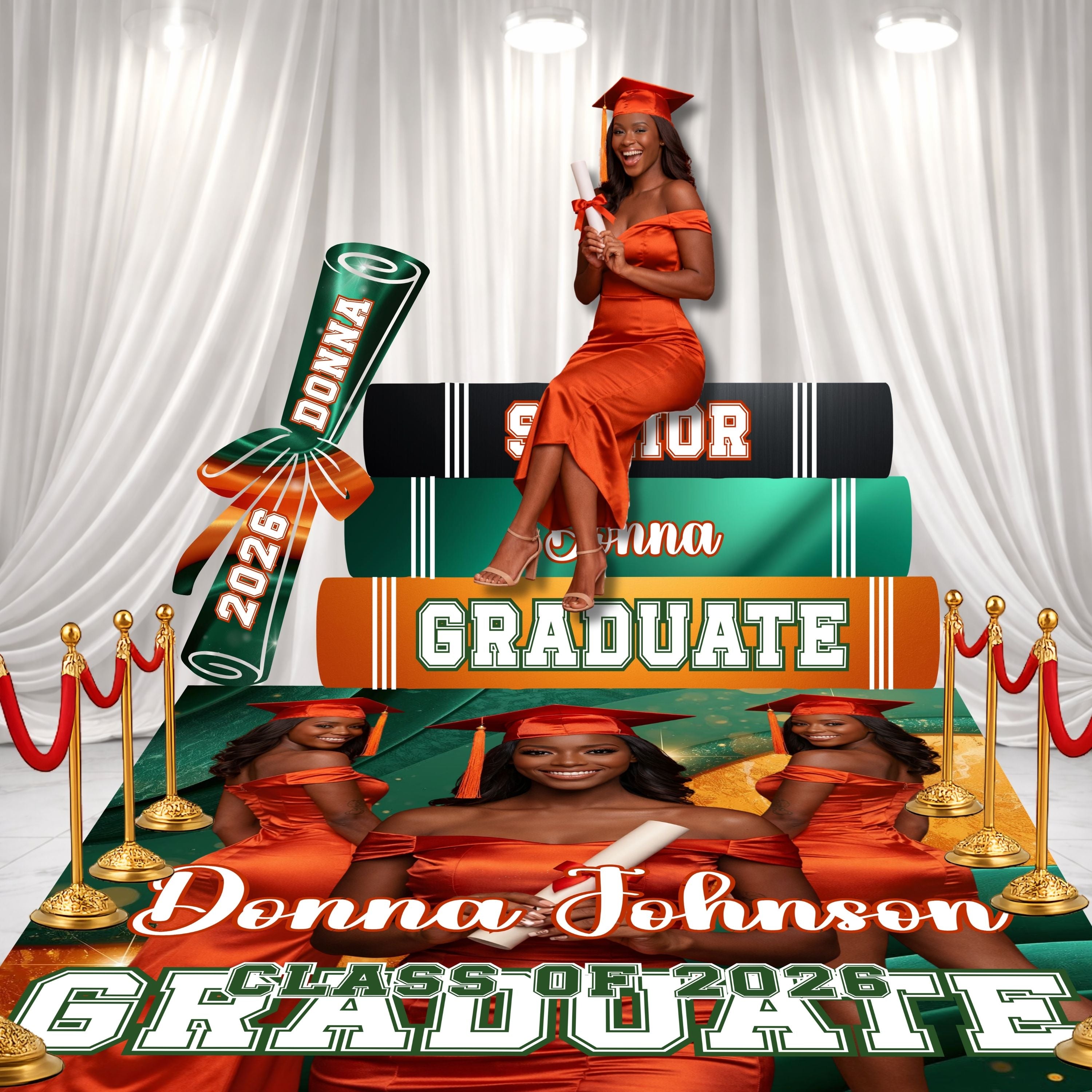Green Graduation Decor Set - Add a Secondary Color to match your theme