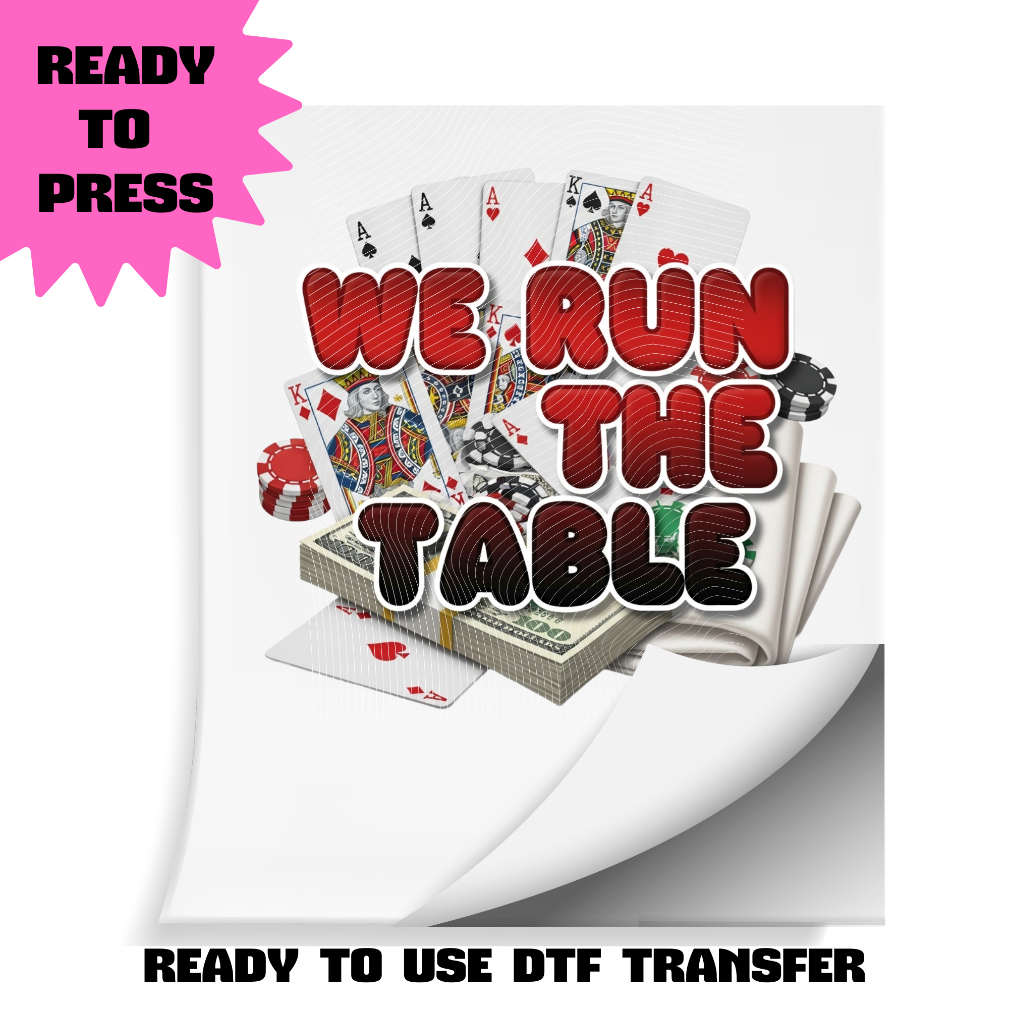 We Run The Table DTF Transfer | Ready to Press Heat Transfer | Card Game / Spades Night Shirt Transfer | ~10.5" Wide