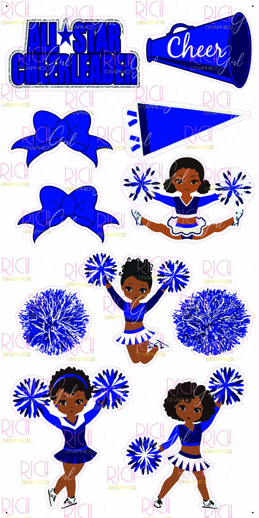 All Star Cheer Royal Blue & White Yard Card