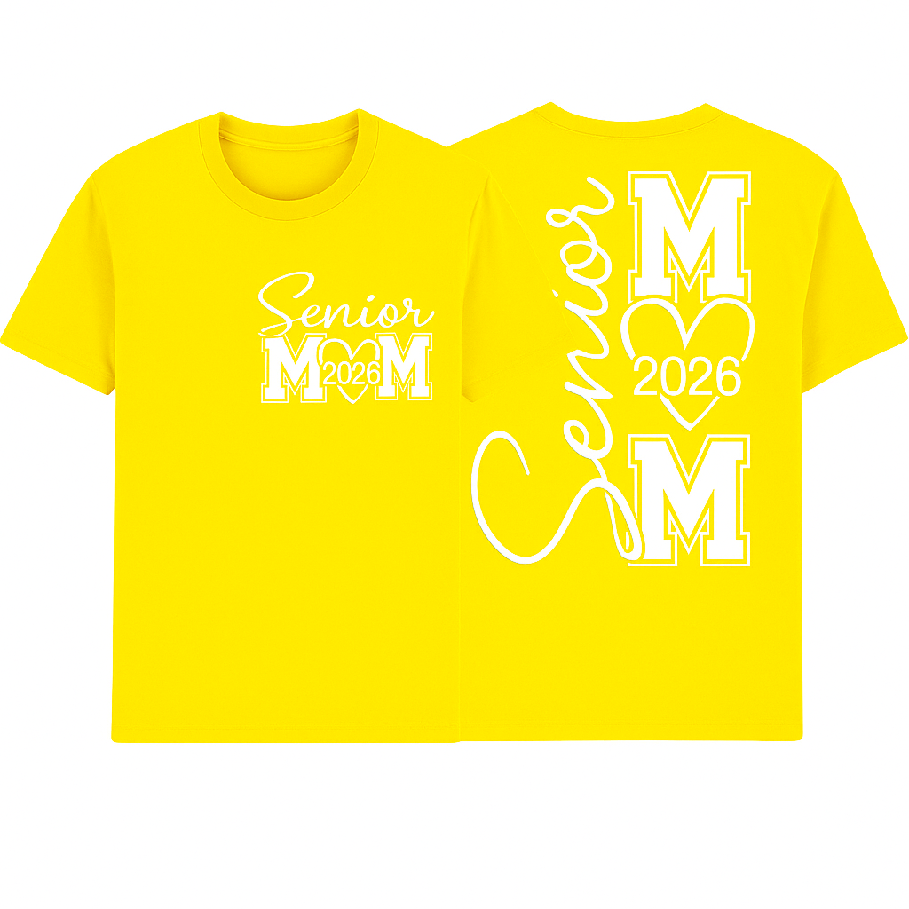 Senior Mom 2026 Shirt – Custom Graduation Year | Front & Back Print | Proud Mom Senior Night T-Shirt
