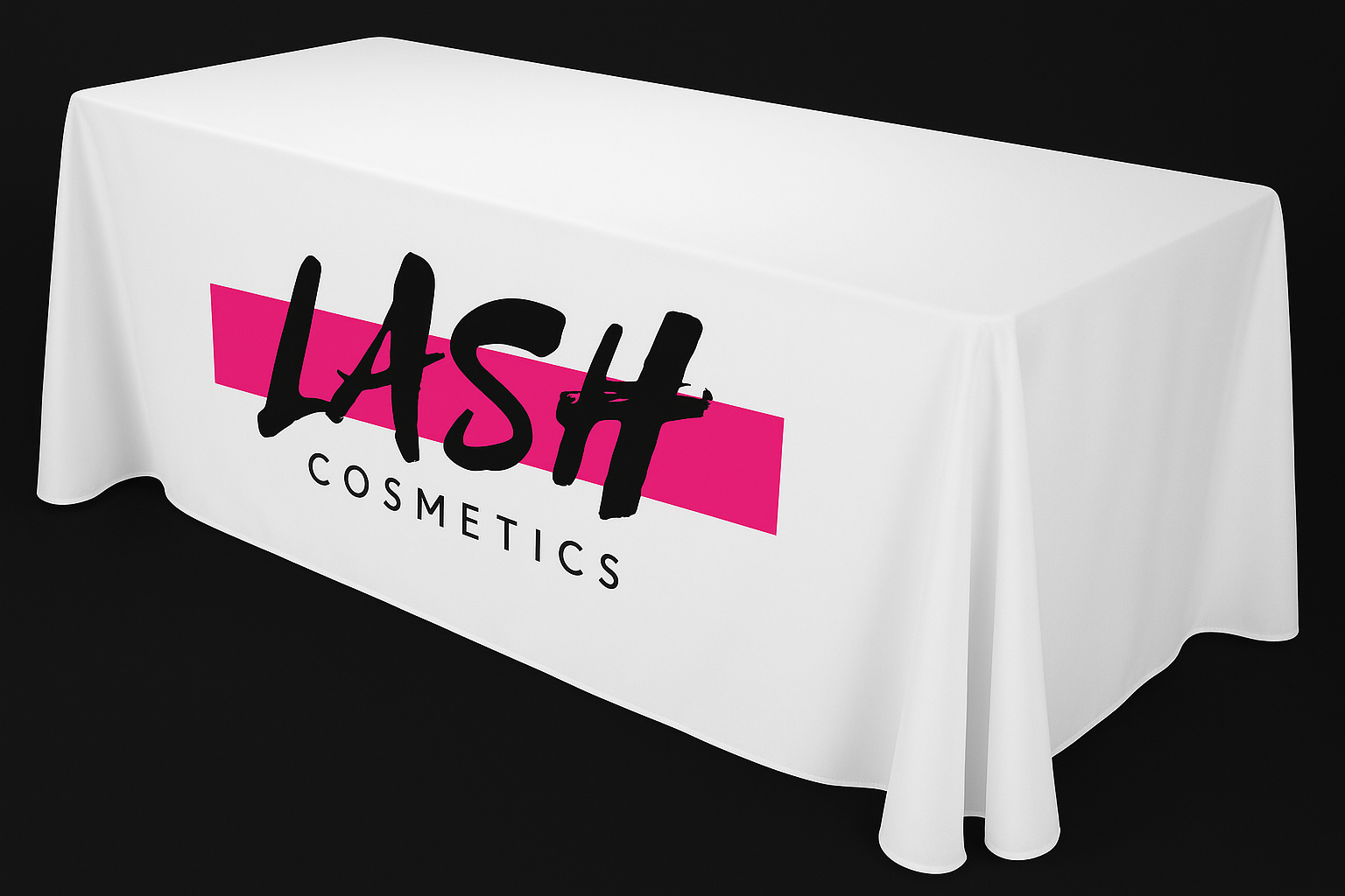 Custom Printed Tablecloth – Front Logo Only – Full Color Table Cover for Events & Trade Shows