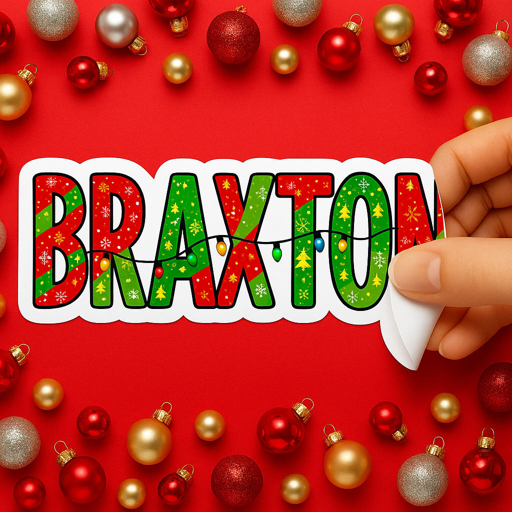 Personalized Christmas Name Stickers – 3-Inch Custom Printed Holiday Labels (Free Shipping)