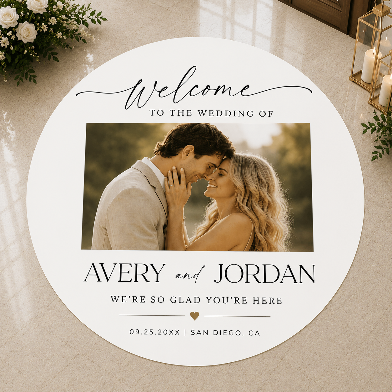 Classic Elegance Wedding Floor Decal | Personalized Photo Wedding Floor Wrap