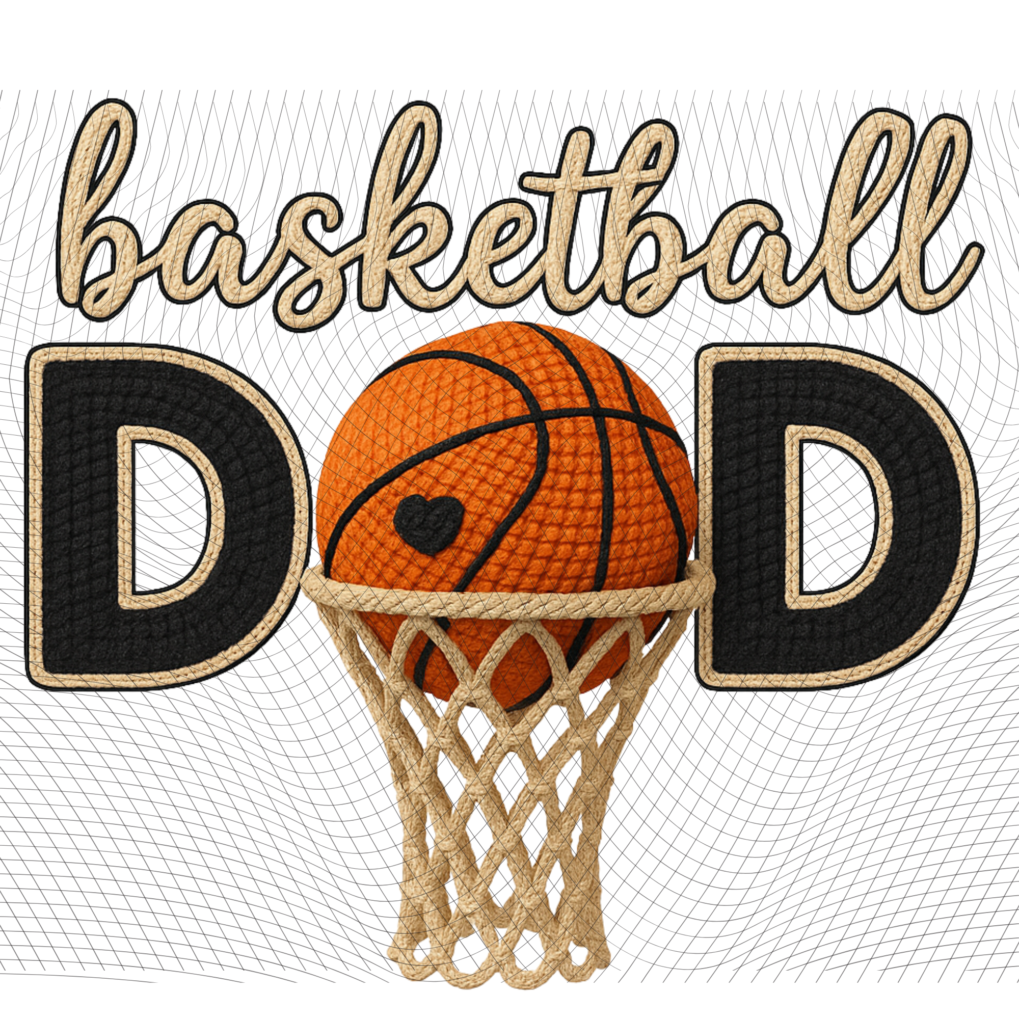 π Basketball Dad Crochet-Style Design | Printed DTF Transfer or Digital Download