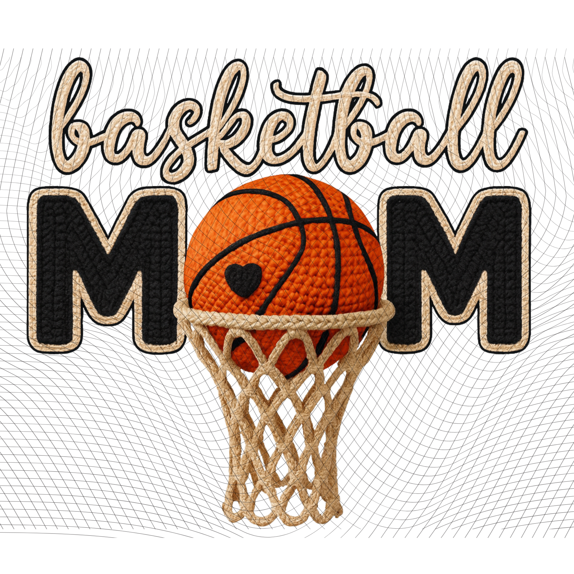 π Basketball Mom Crochet-Style Design | Printed DTF Transfer or Digital Download
