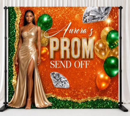 Diamond Prom Send-Off Backdrop | Luxury Agate Sparkle Photo Background