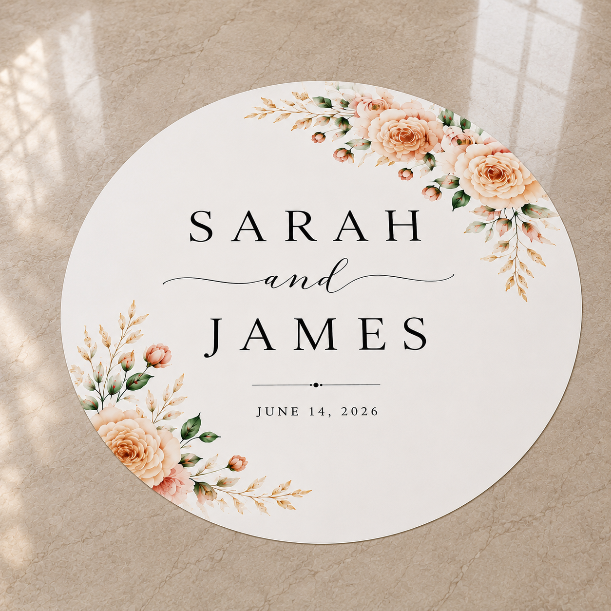 Elegant Script Wedding Floor Decal | Personalized Wedding Floor Wrap