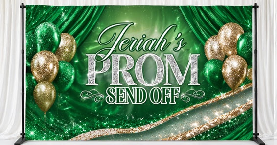 Glam Prom Send-Off Backdrop | Custom Name Prom Backdrop | Luxury Prom Party Background