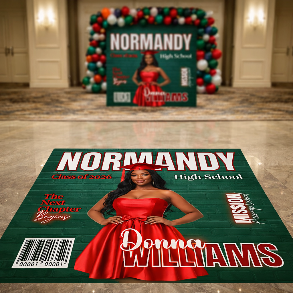 Custom Graduation Floor Decal | Photo Floor Wrap | Luxury Grad Party Decor | Any Color
