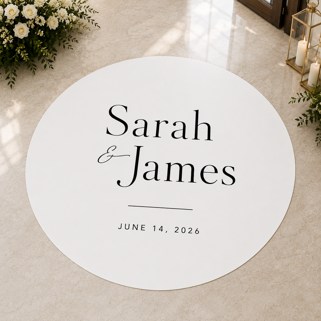 Modern Minimalist Wedding Floor Decal | Personalized Wedding Floor Wrap