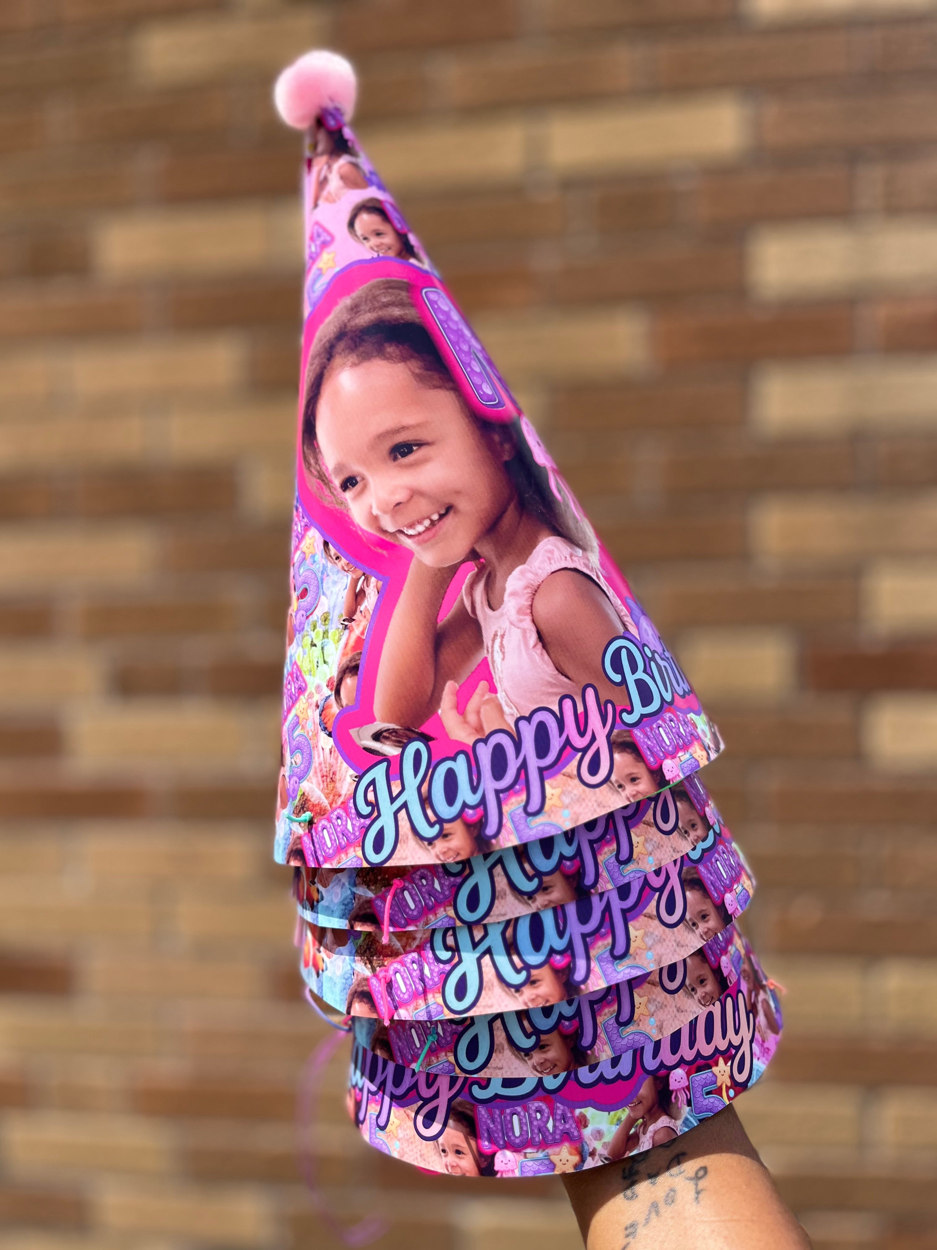 Custom Photo Birthday Party Hat – Personalized Kids Party Cone Hat