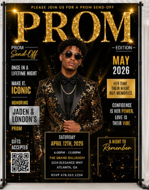 Glam Prom Magazine Backdrop | Custom Prom Send-Off Magazine Cover Backdrop | Personalized Photo Prom Background