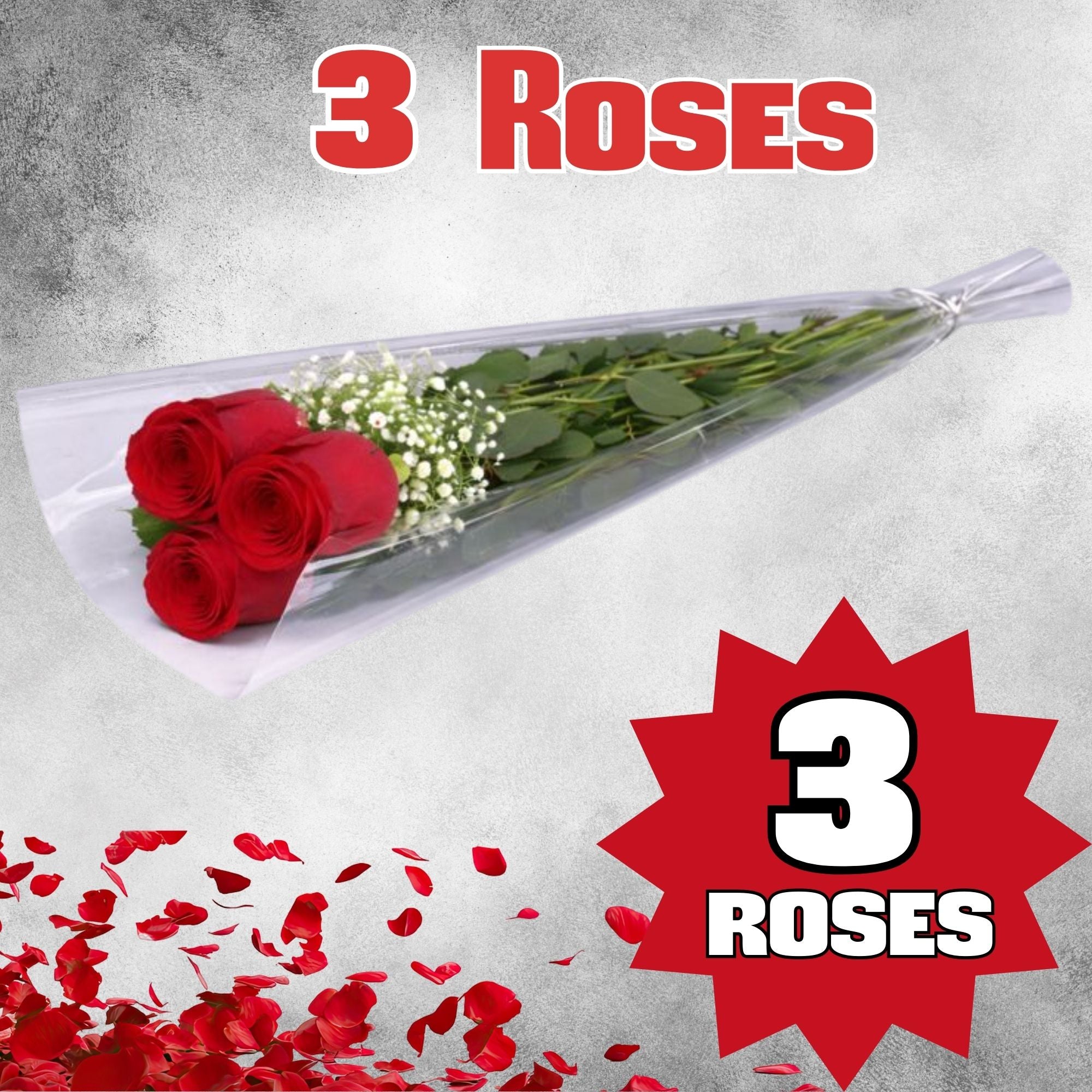 💘 Valentine’s Day 3pc Red Roses | Triple Red Rose Arrangement | St. Louis Delivery Available