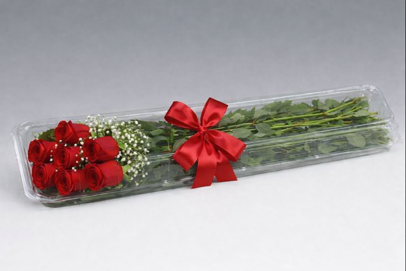 💘 Valentine’s Day HALF Dozen Red Roses – Luxury Clear Box Arrangement | St. Louis Delivery Available