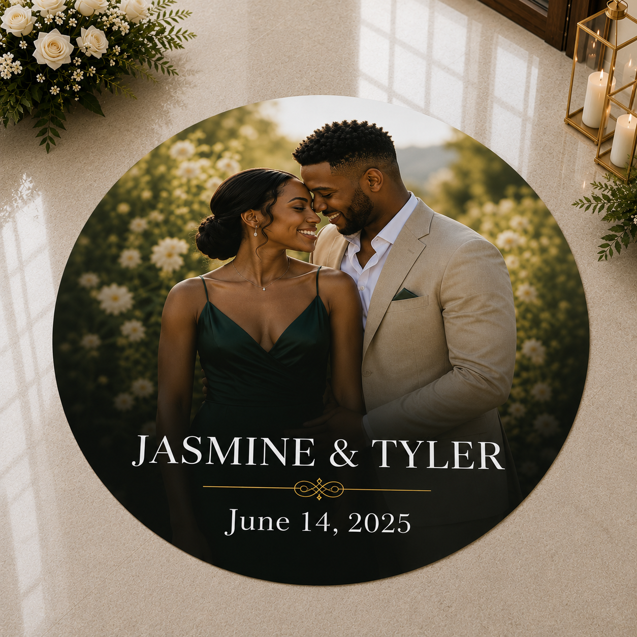 Signature Collection Wedding Floor Decal | Personalized Photo Wedding Floor Wrap