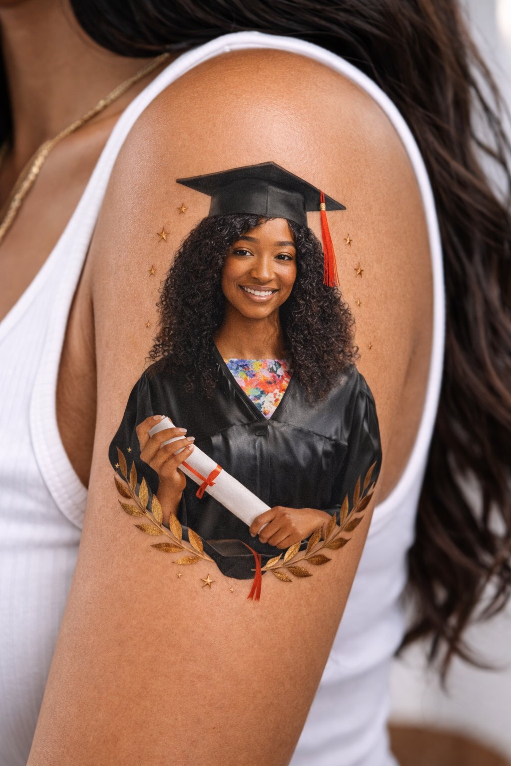 Custom Graduation Photo Temporary Tattoo | Upload Photo – We Add Cap & Gown | Personalized Grad Tattoos | Graduation Party Favor