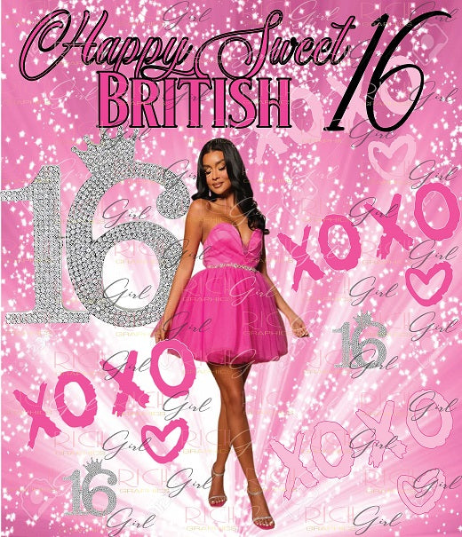Sweet 16 Hugs and Kisses XOXO Backdrop