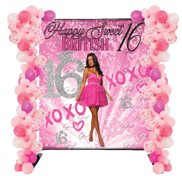Sweet 16 Hugs and Kisses XOXO Backdrop