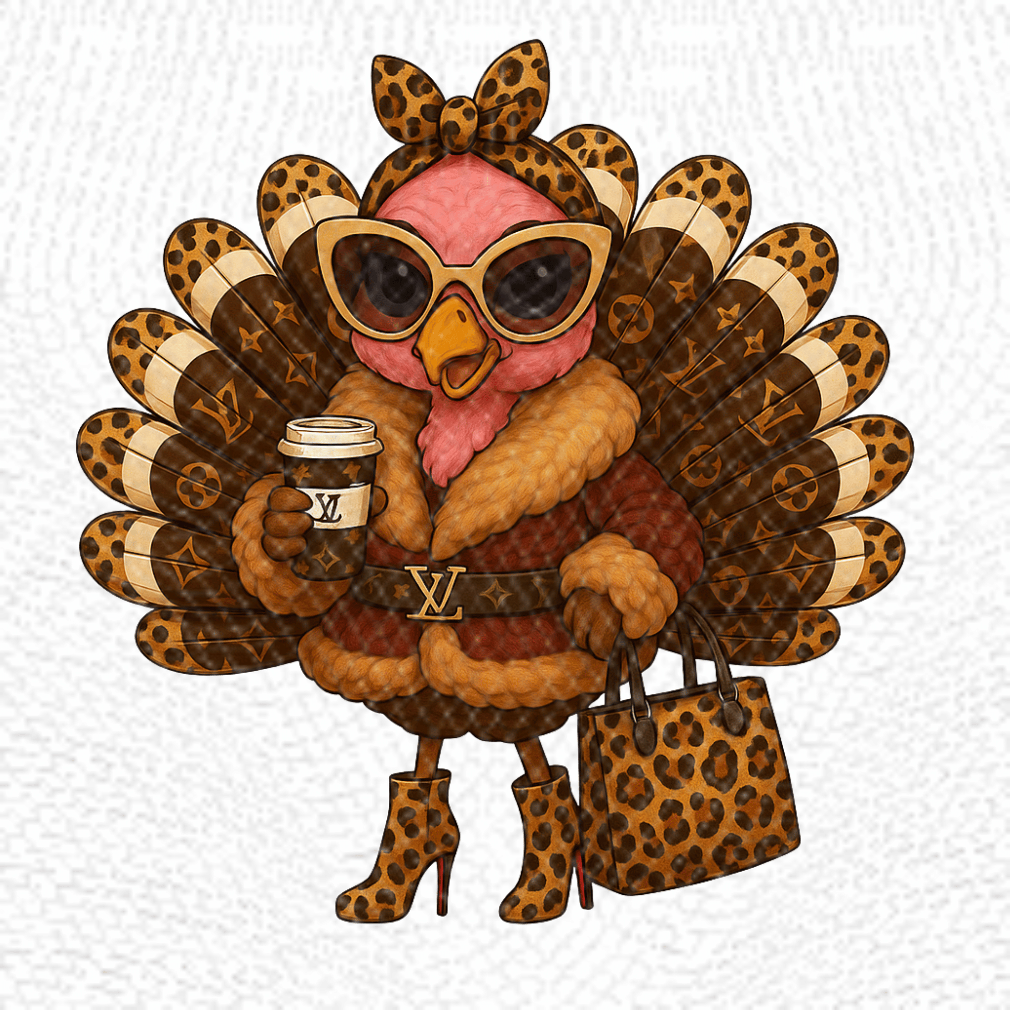 Boujee LV Thanksgiving Turkey | PNG | Instant Download | Sublimation & DTF Clipart | 300 DPI