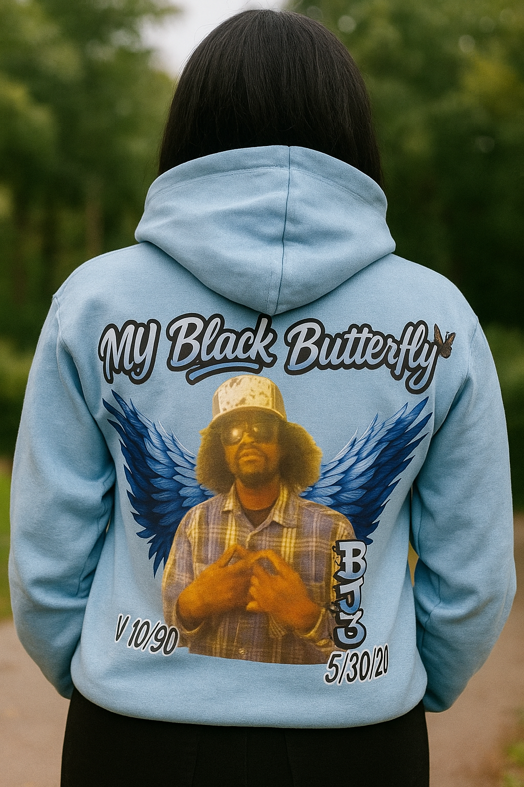 Happy Heavenly Cake Day Memorial Hoodie – Custom Photo Tribute Butterfly Design
