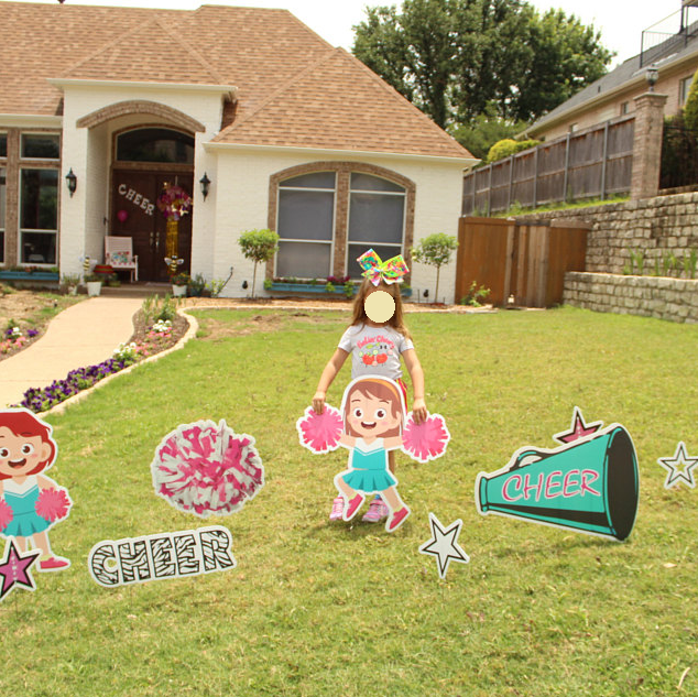 Pink & Teal Cheer Yard Card