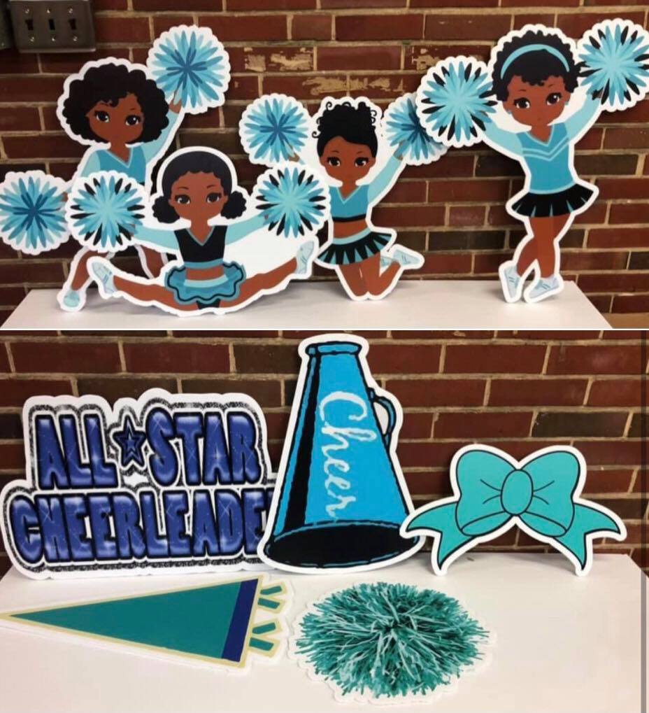 All Star Cheer Teal & Black Yard Card