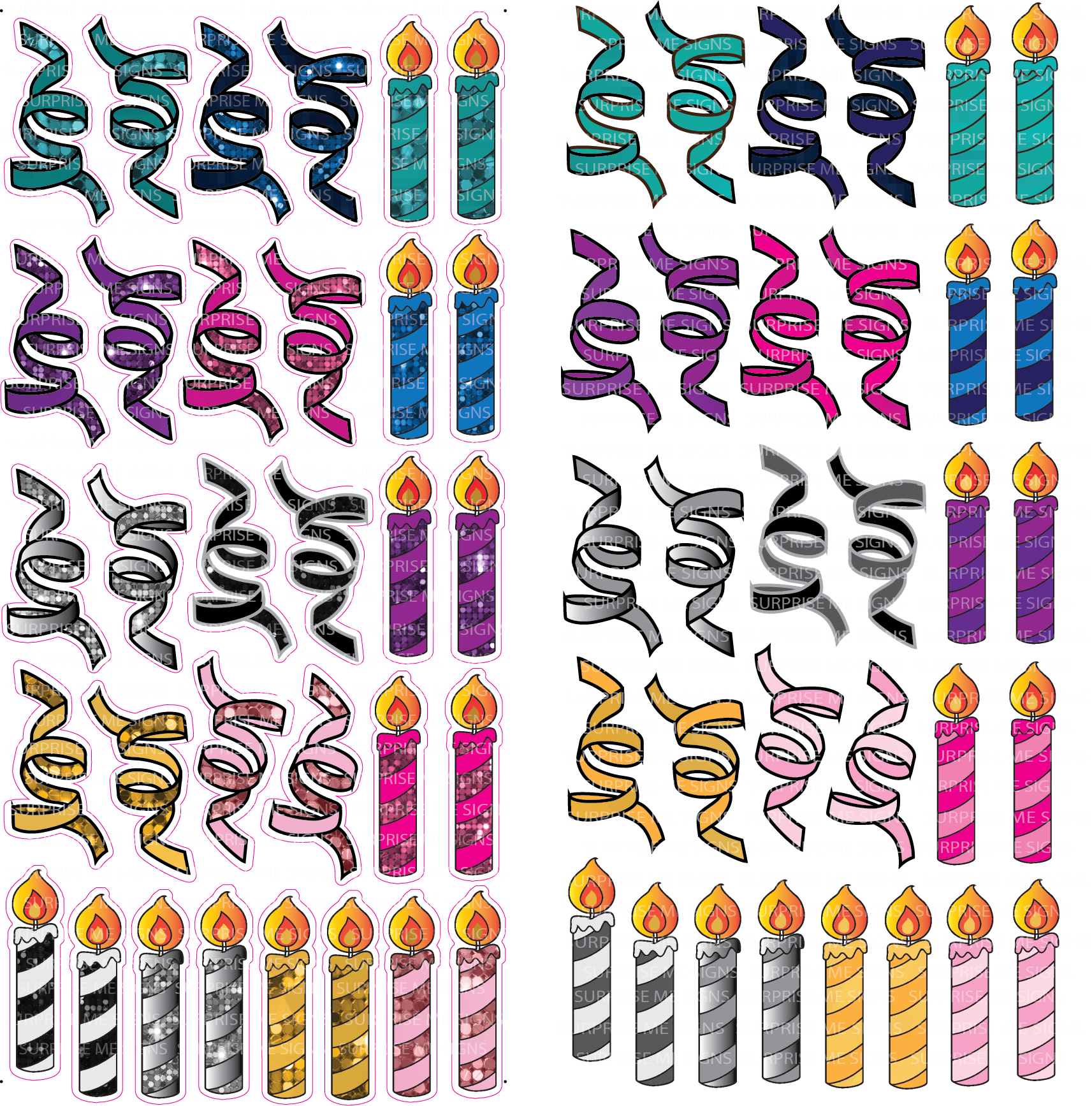 Flair RIBBONS & CANDLES Yard Card (Plain or Glitter Available)