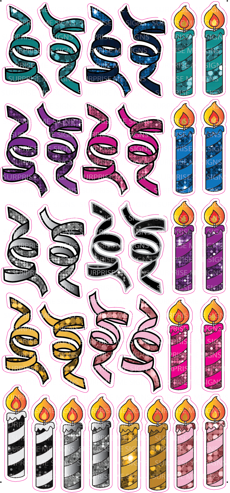 Flair RIBBONS & CANDLES Yard Card (Plain or Glitter Available)