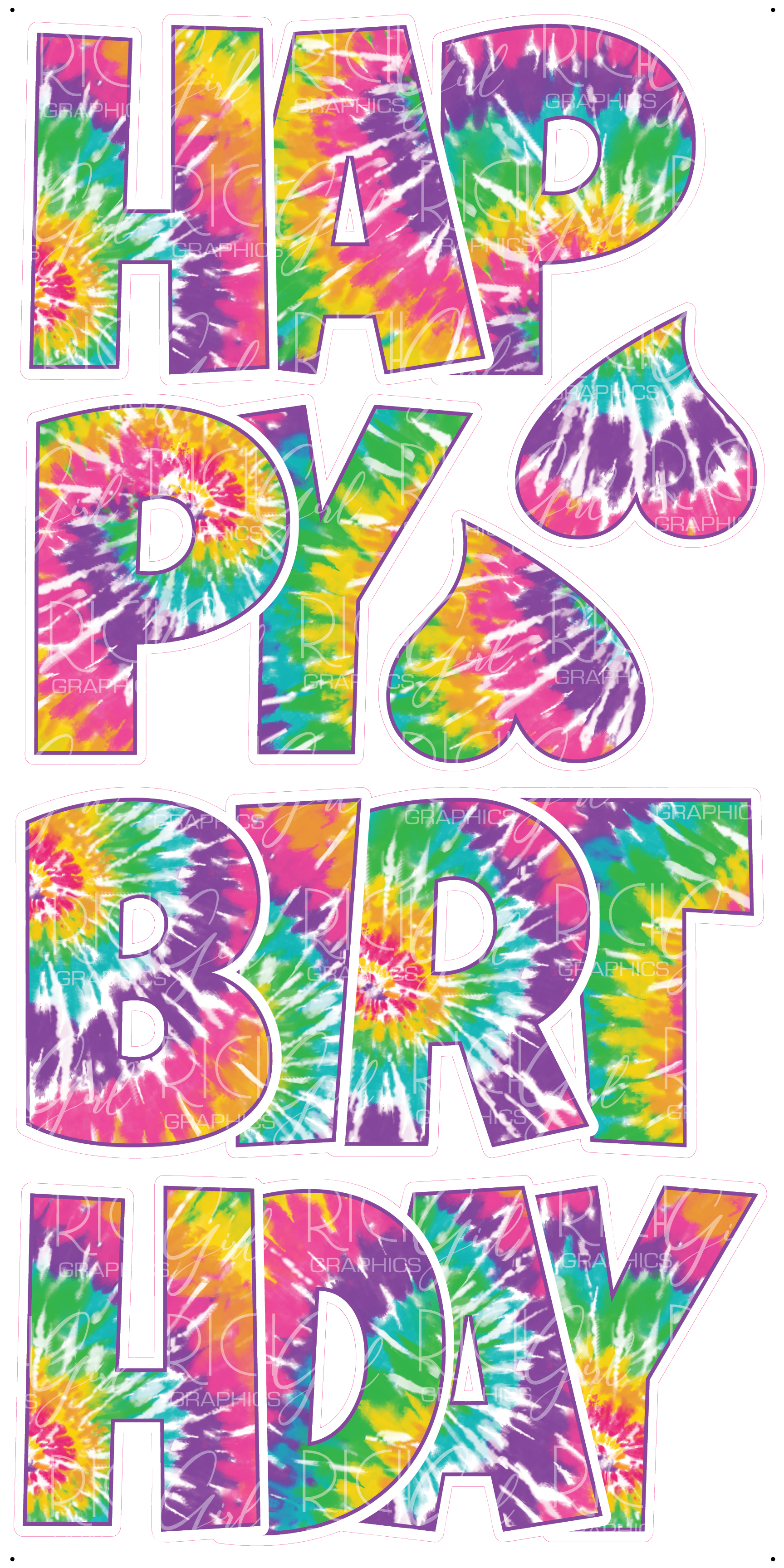 Ezy Set 23-Inch Happy Birthday Rainbow Tie Dye Yard Card
