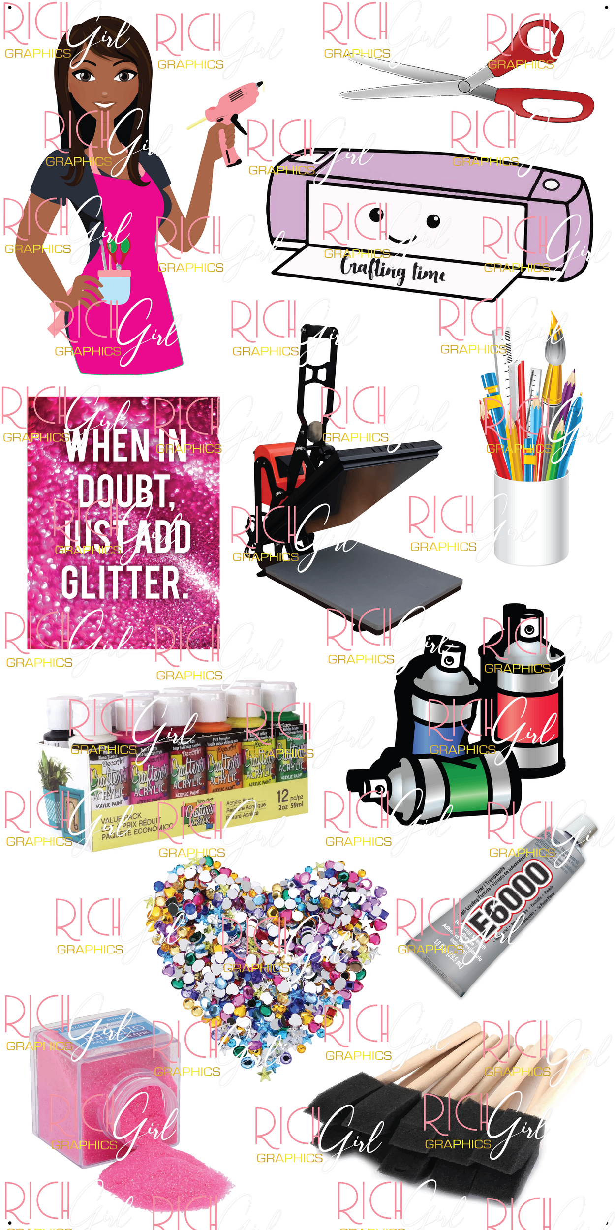 Crafty Girl Yard Card (Dark & Light Skintones Available)