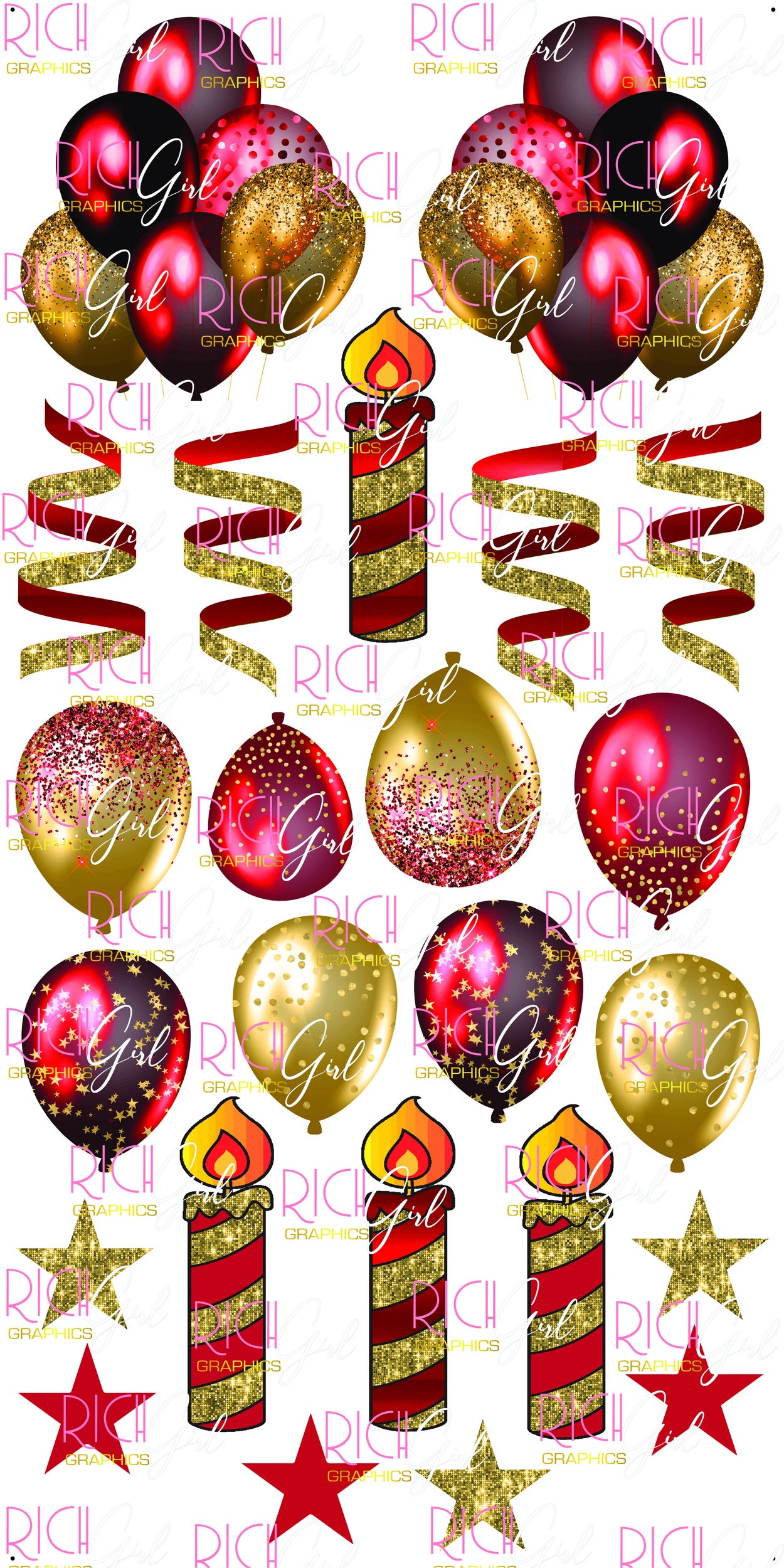 Flair RED & GOLD Yard Card (Glitter and Plain Available)