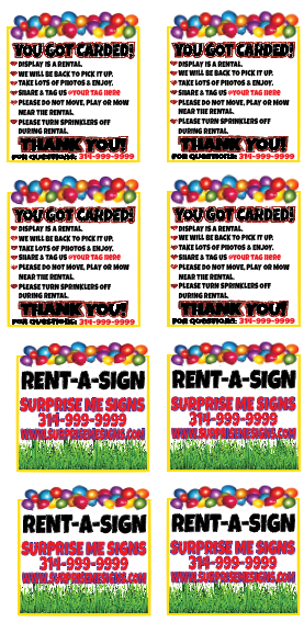 Yard Card COMPANY MARKETING SIGNS (Multiple Options Available)